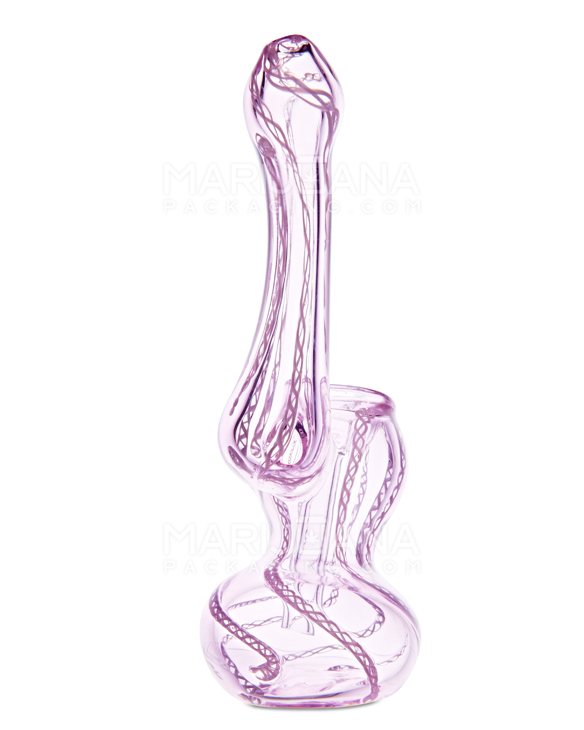 Ribboned Bubbler | 5in Tall - Glass - Pink - 3