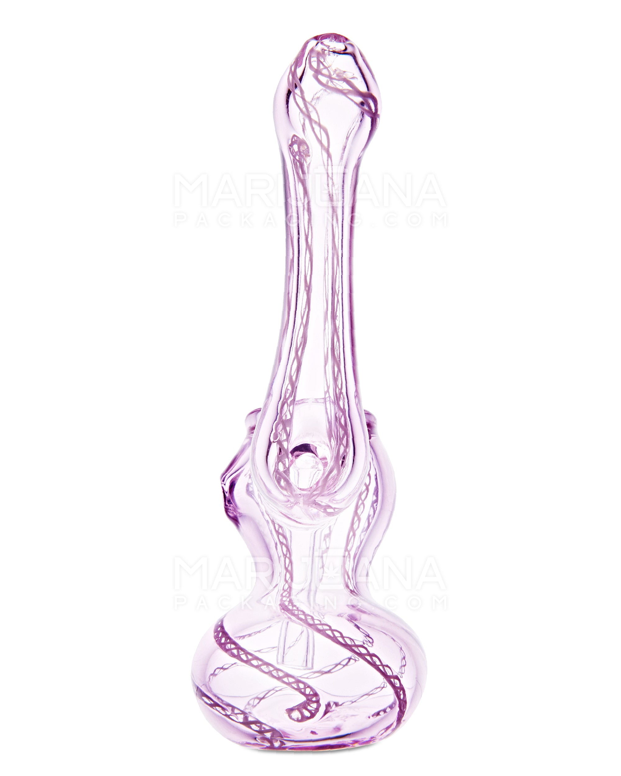 Ribboned Bubbler | 5in Tall - Glass - Pink - 5