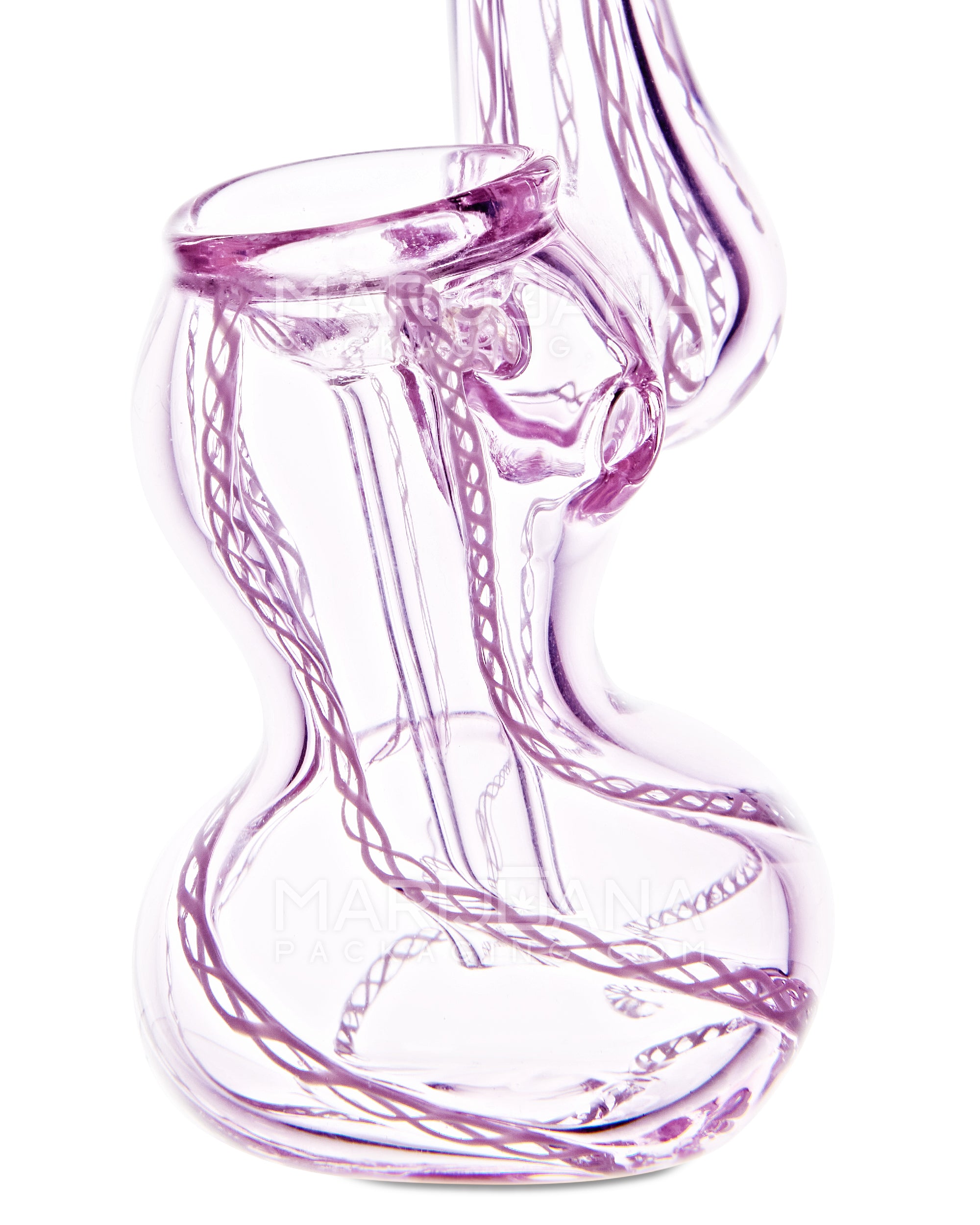 Ribboned Bubbler | 5in Tall - Glass - Pink - 6