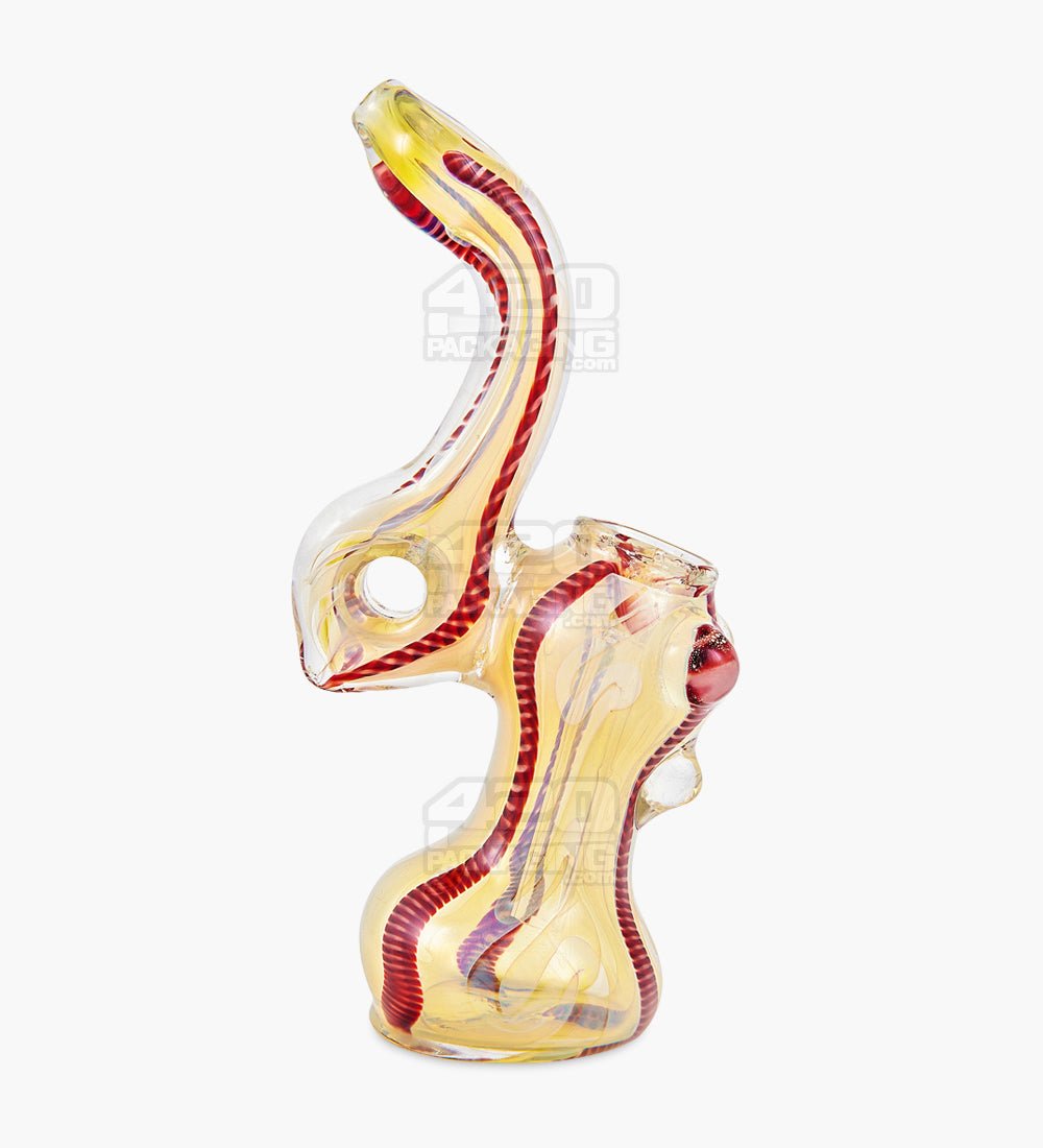 Ribboned & Fumed Bubbler w/ Donut Neck | 6in Tall - Glass - Assorted - 4