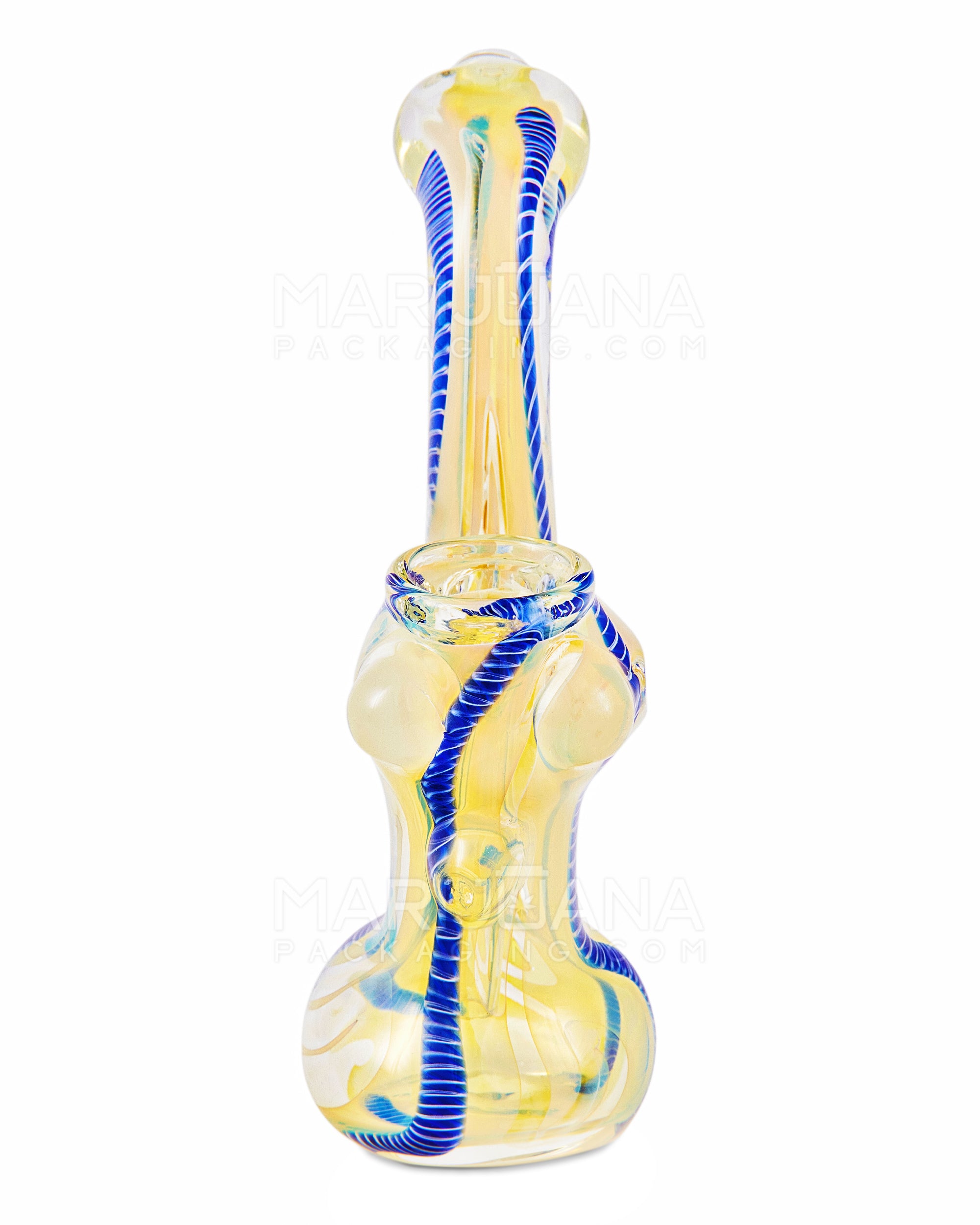 Ribboned & Fumed Bubbler w/ Donut Neck | 6in Tall - Glass - Assorted - 3