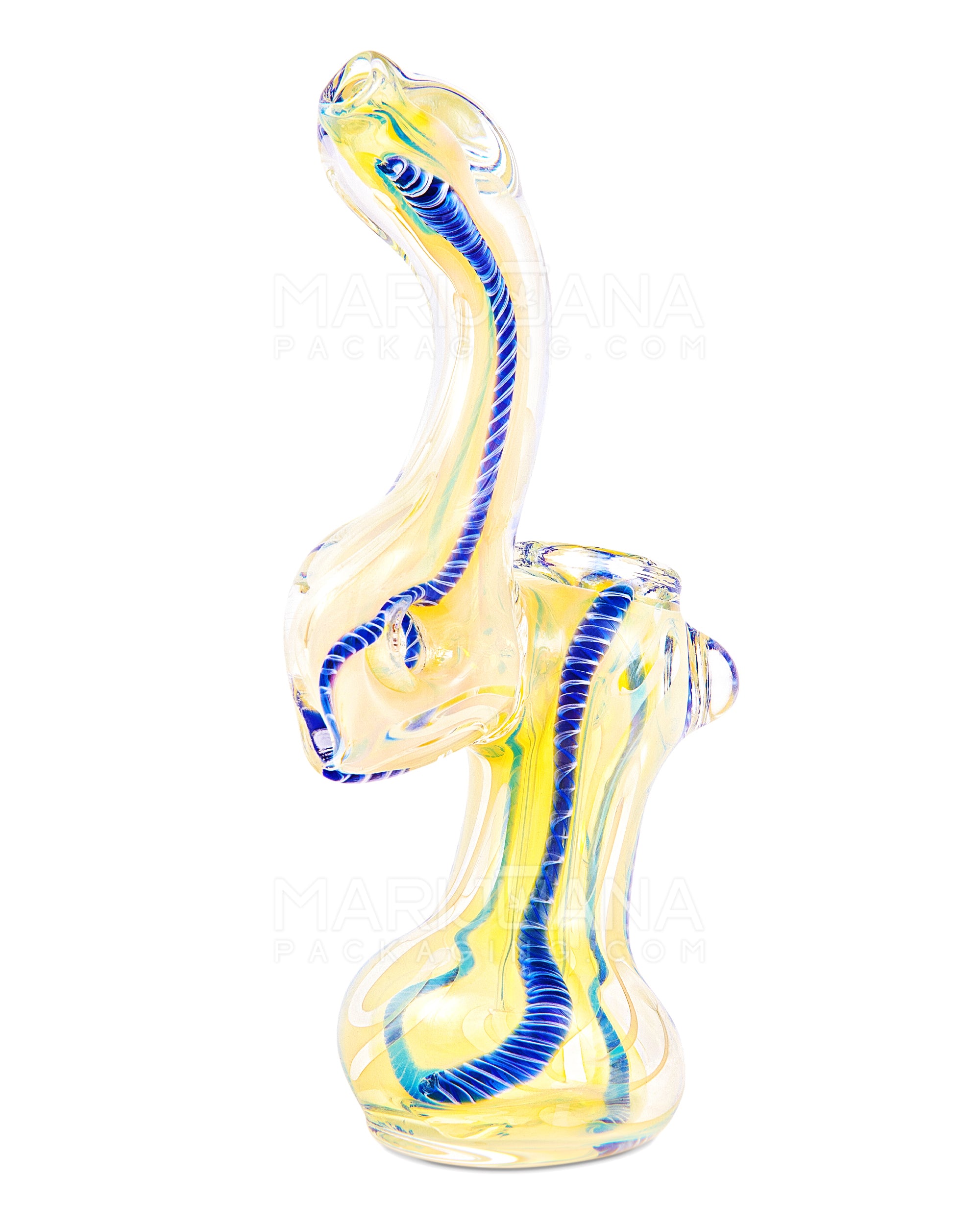Ribboned & Fumed Bubbler w/ Donut Neck | 6in Tall - Glass - Assorted - 4