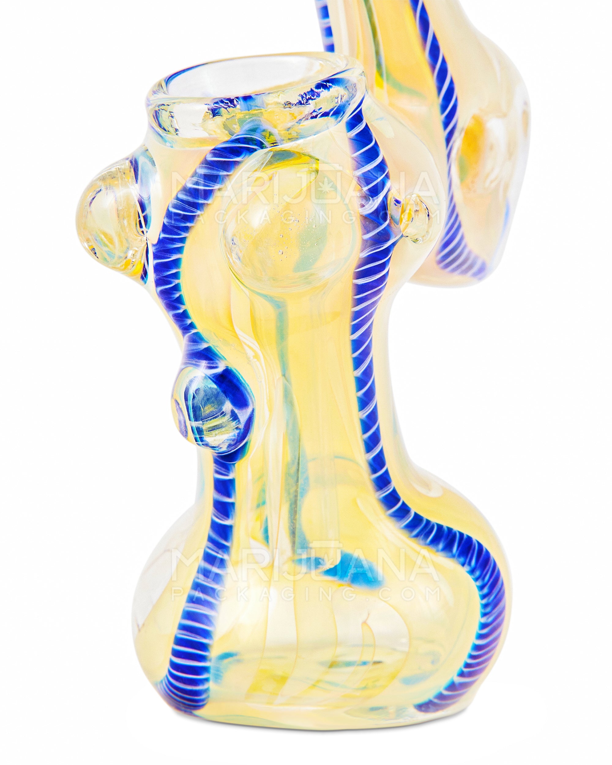 Ribboned & Fumed Bubbler w/ Donut Neck | 6in Tall - Glass - Assorted - 5