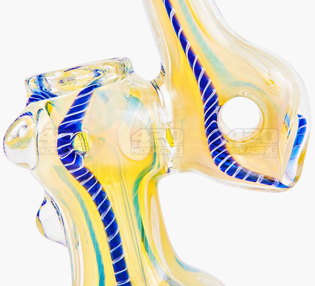 Ribboned & Fumed Bubbler w/ Donut Neck | 6in Tall - Glass - Assorted - 3