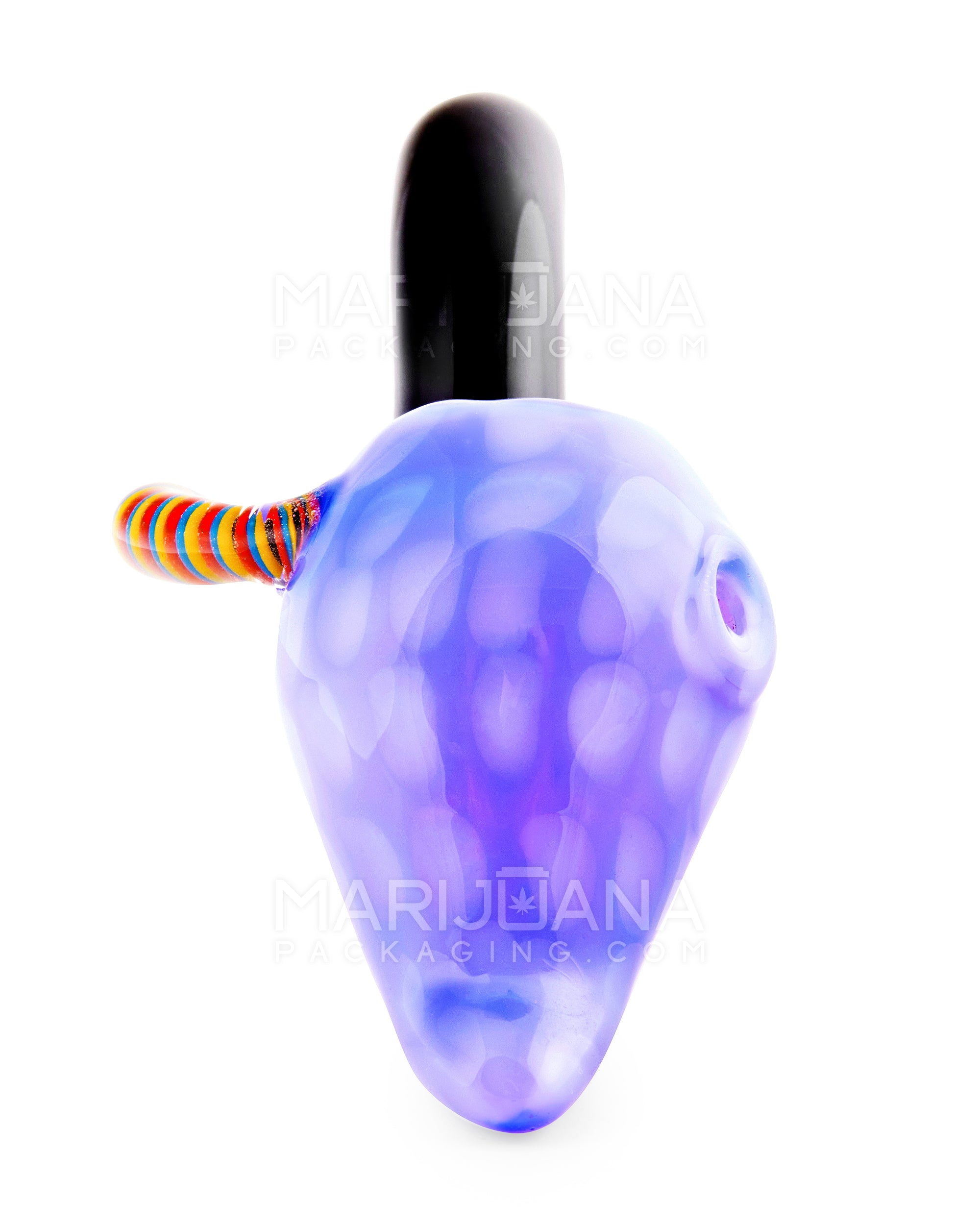 Honeycomb Swirl Handle Bubbler w/ Black Mouthpiece | 5in Tall - Glass - Assorted