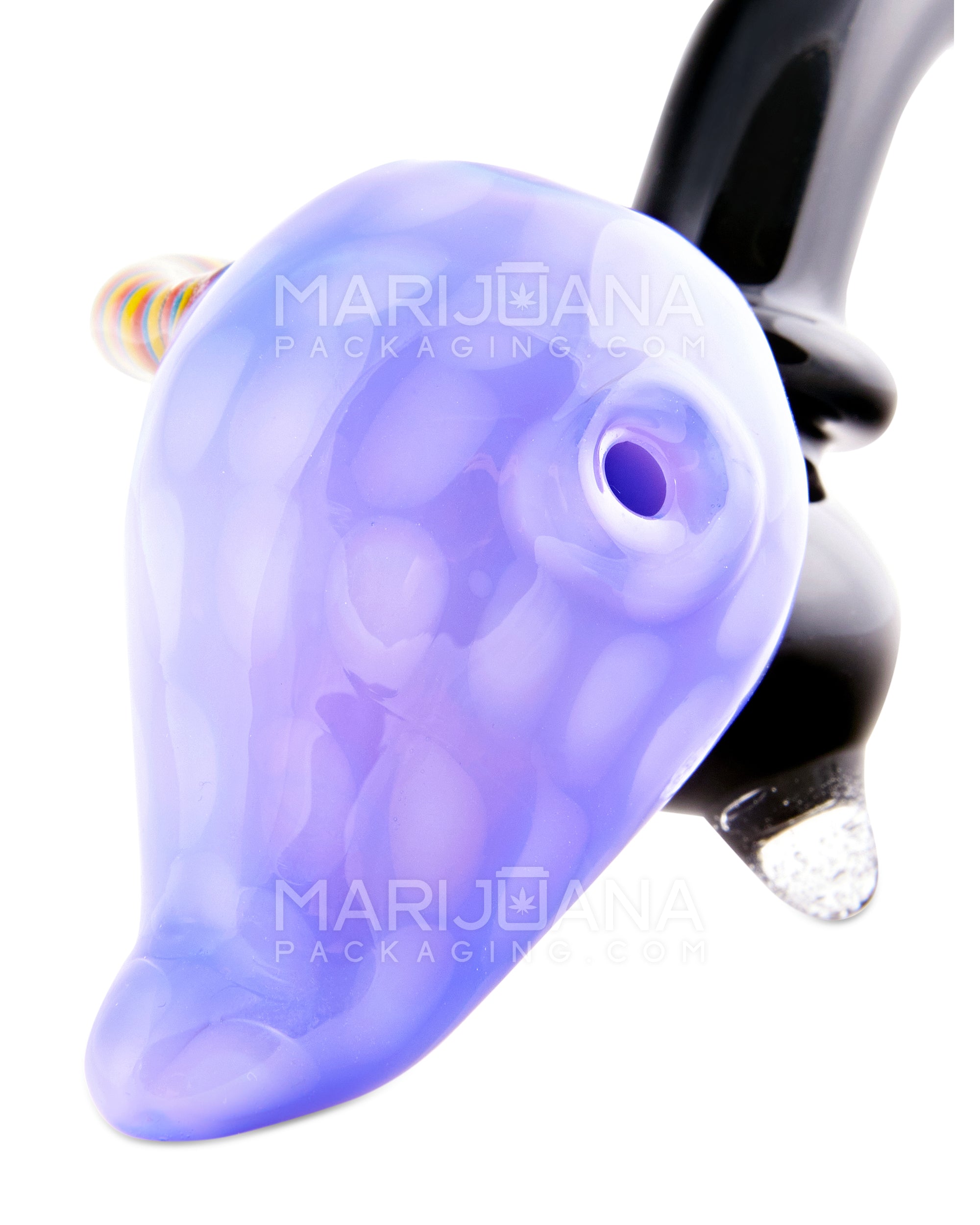 Honeycomb Swirl Handle Bubbler w/ Black Mouthpiece | 5in Tall - Glass - Assorted
