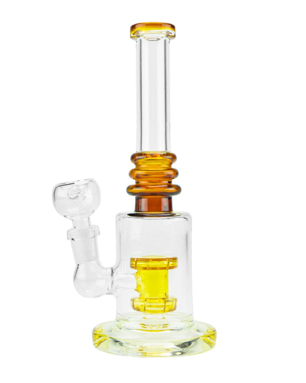 Straight Neck Matrix Perc Glass Water Pipe w/ Thick Base | 8in Tall - 14mm Bowl - Assorted - 1