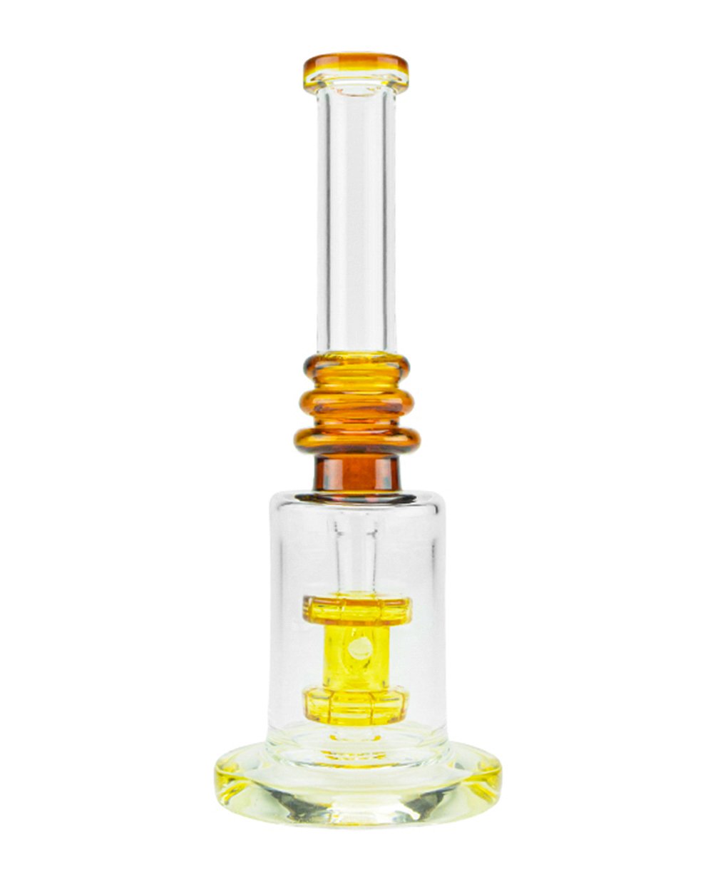 Straight Neck Matrix Perc Glass Water Pipe w/ Thick Base | 8in Tall - 14mm Bowl - Assorted - 4