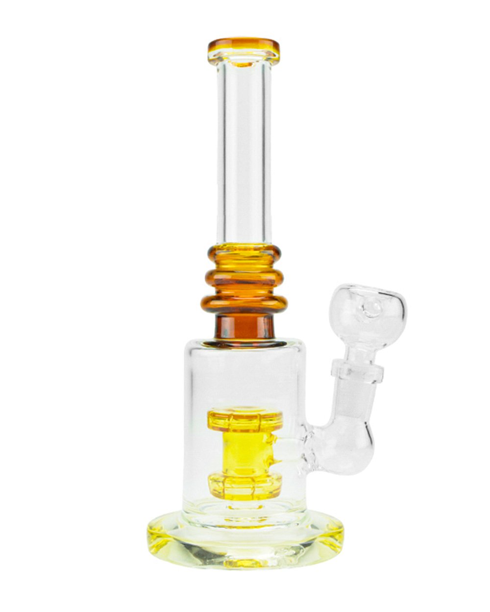Straight Neck Matrix Perc Glass Water Pipe w/ Thick Base | 8in Tall - 14mm Bowl - Assorted - 5
