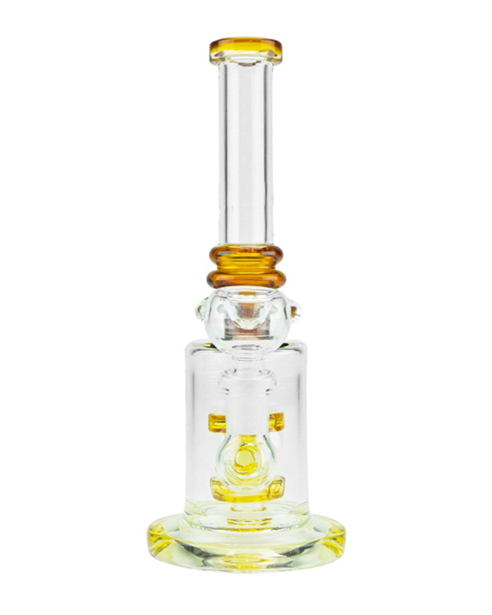 Straight Neck Matrix Perc Glass Water Pipe w/ Thick Base | 8in Tall - 14mm Bowl - Assorted - 3
