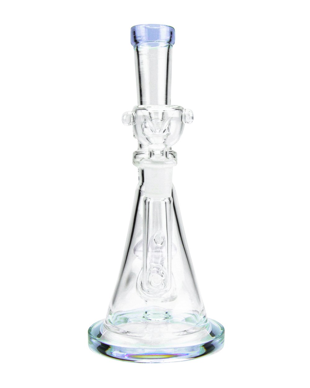 Straight Neck Circ Perc Glass Beaker Water Pipe w/ Thick Base | 8in Tall - 14mm Bowl - Light Purple - 3