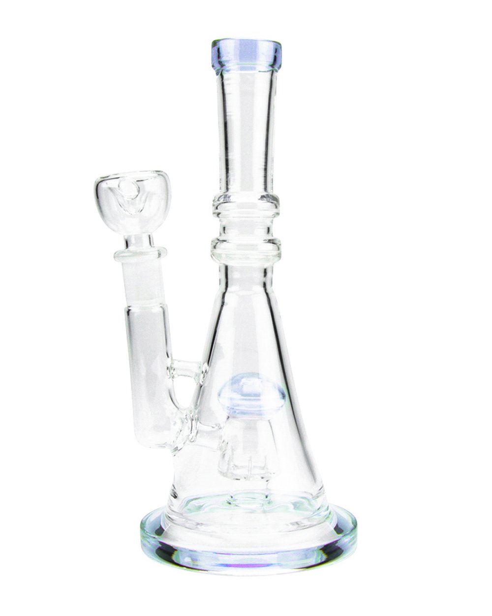 Straight Neck Circ Perc Glass Beaker Water Pipe w/ Thick Base | 8in Tall - 14mm Bowl - Light Purple - 1