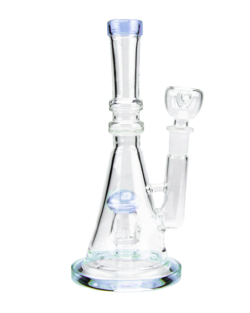 Straight Neck Circ Perc Glass Beaker Water Pipe w/ Thick Base | 8in Tall - 14mm Bowl - Light Purple - 5