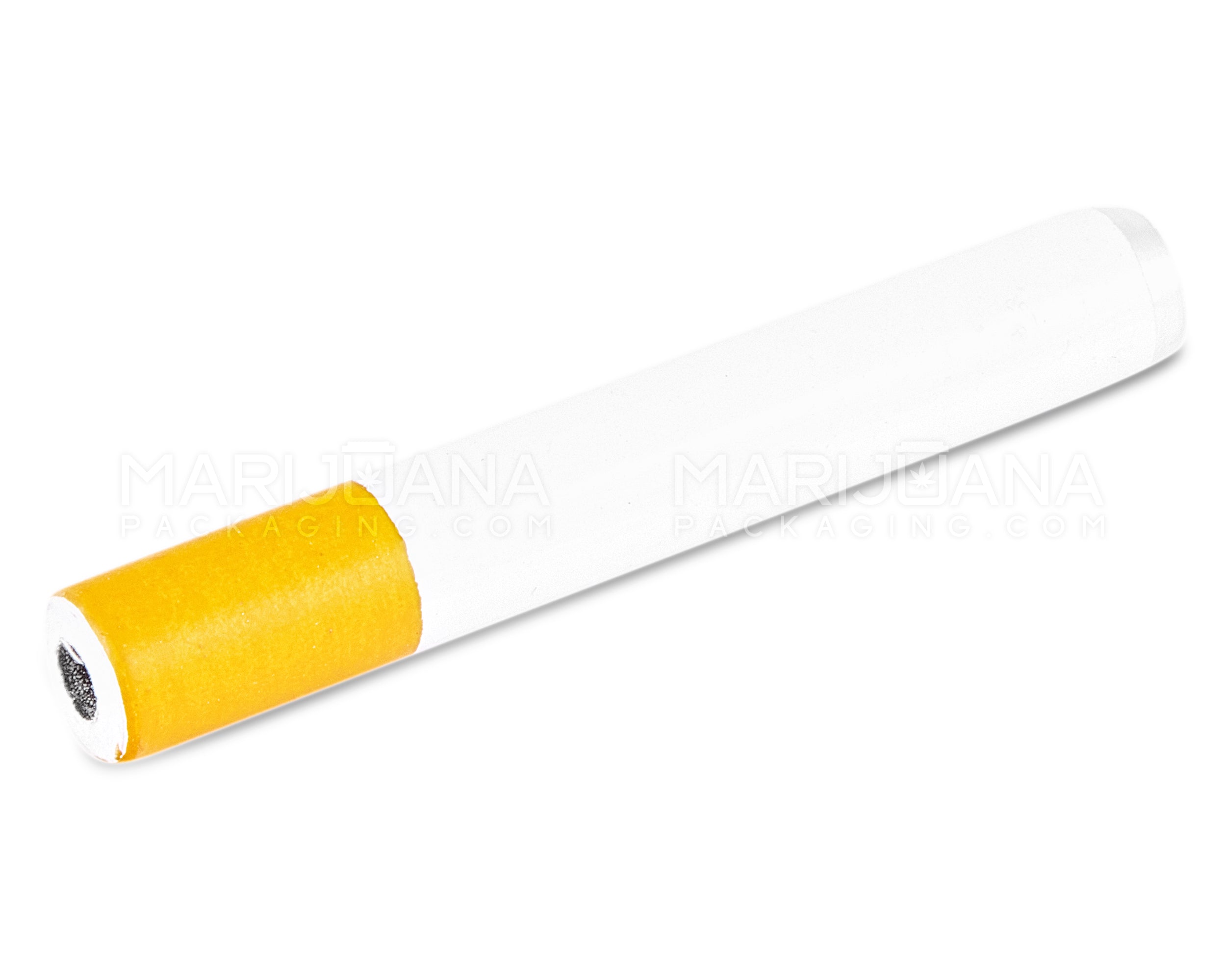 Cigarette Chillum Hand Pipe | 2.5in Long - Metal - Orange & White - 2