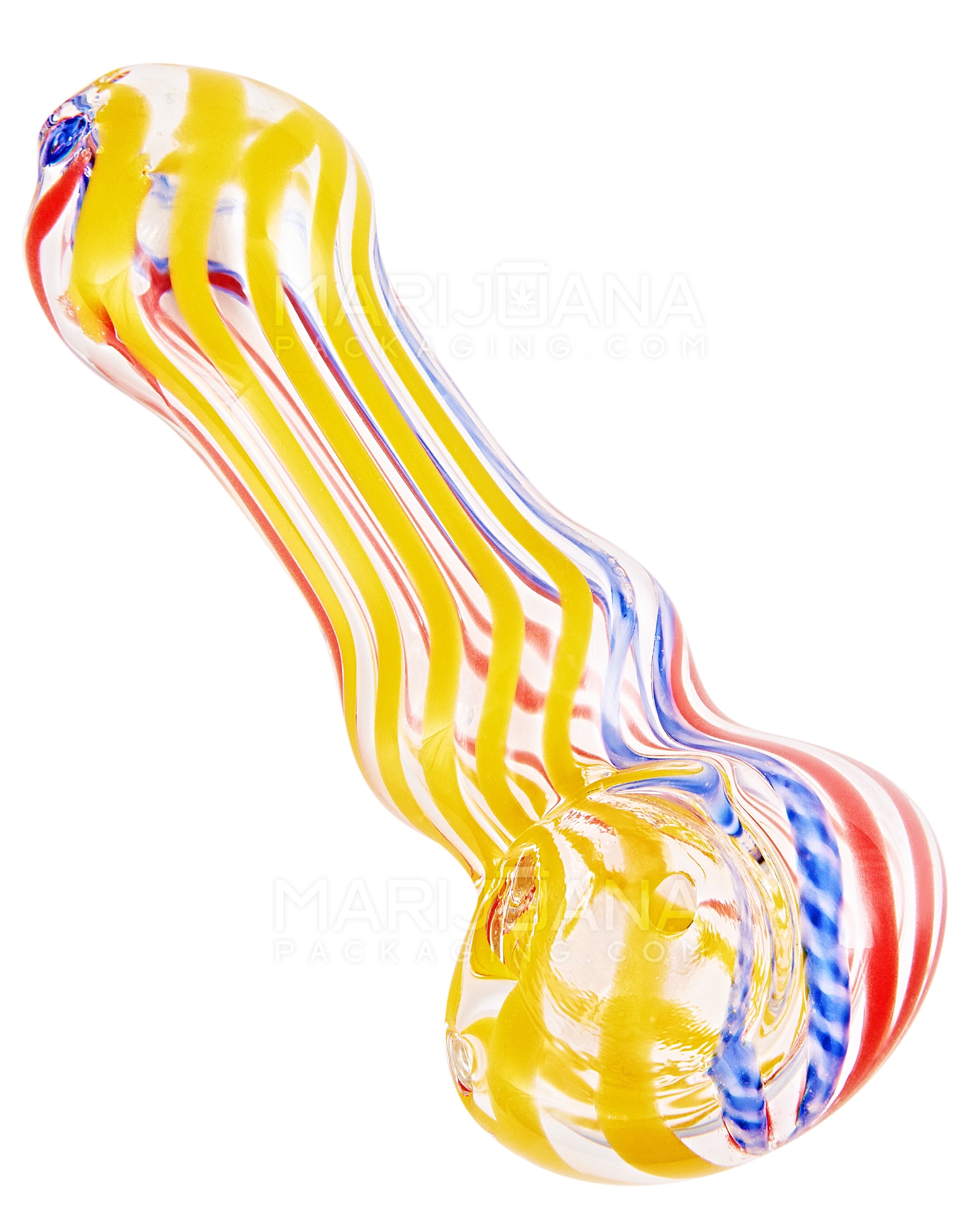 Ribboned & Swirl Spoon Hand Pipe | 3.5in Long - Glass - Assorted - 1
