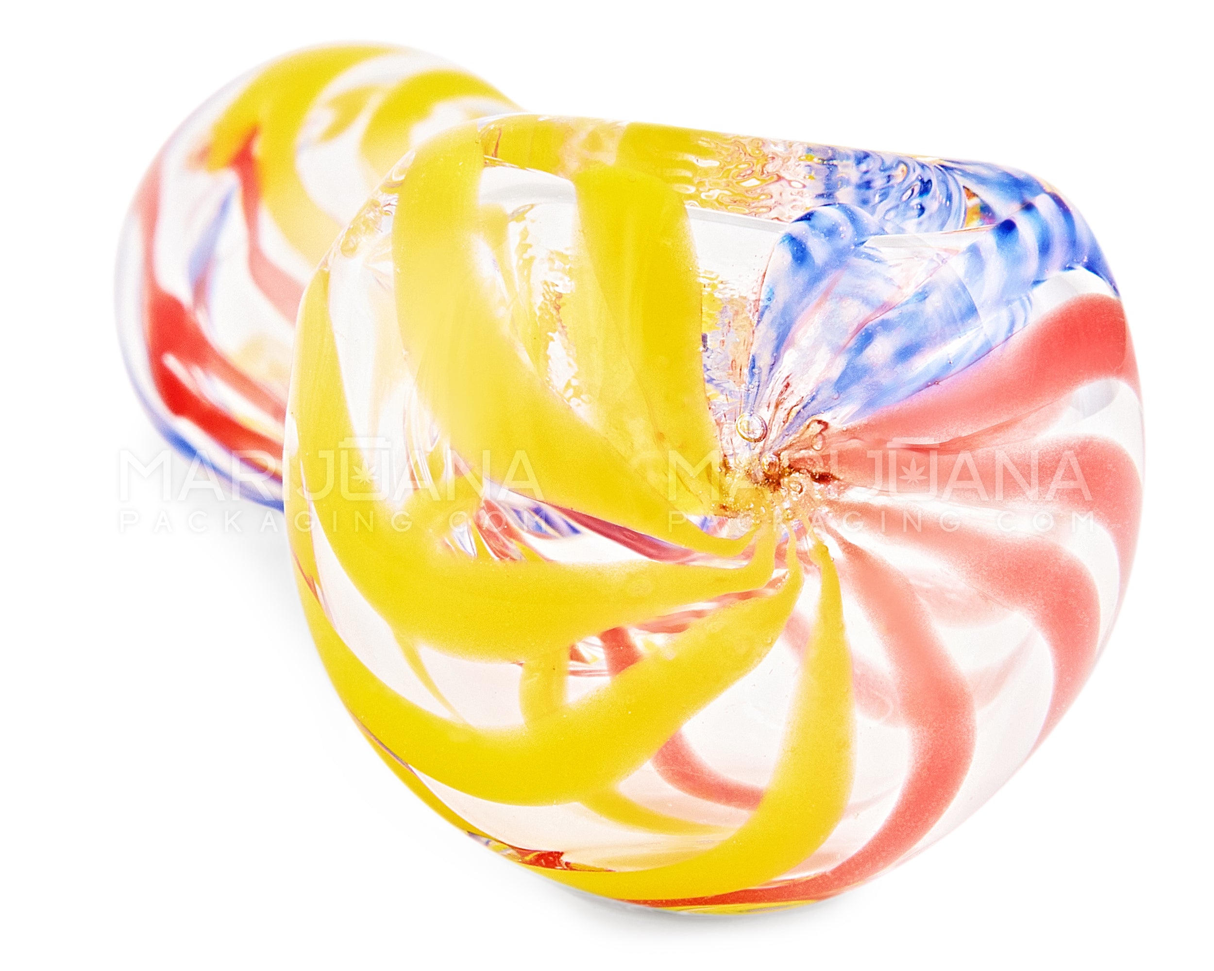 Ribboned & Swirl Spoon Hand Pipe | 3.5in Long - Glass - Assorted - 4