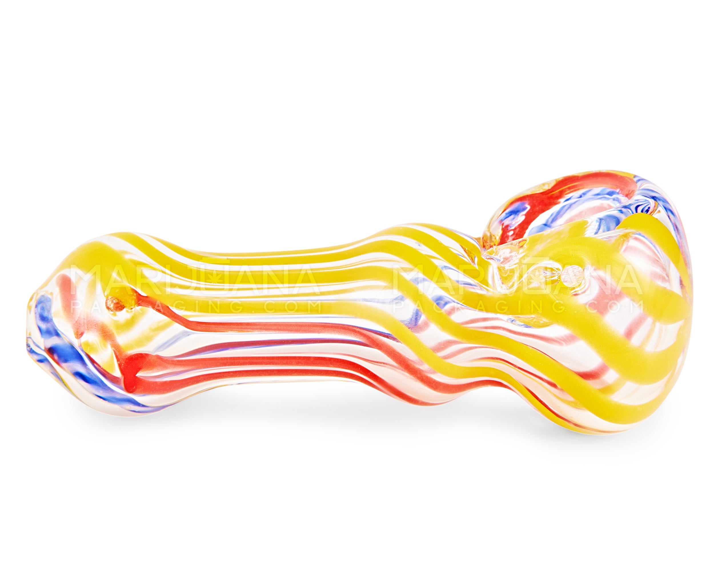 Ribboned & Swirl Spoon Hand Pipe | 3.5in Long - Glass - Assorted - 5