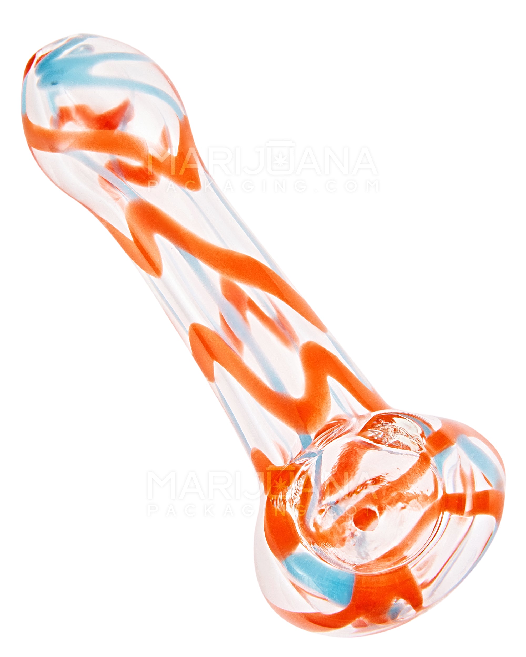 Ribboned & Swirl Spoon Hand Pipe | 3.5in Long - Glass - Assorted - 7