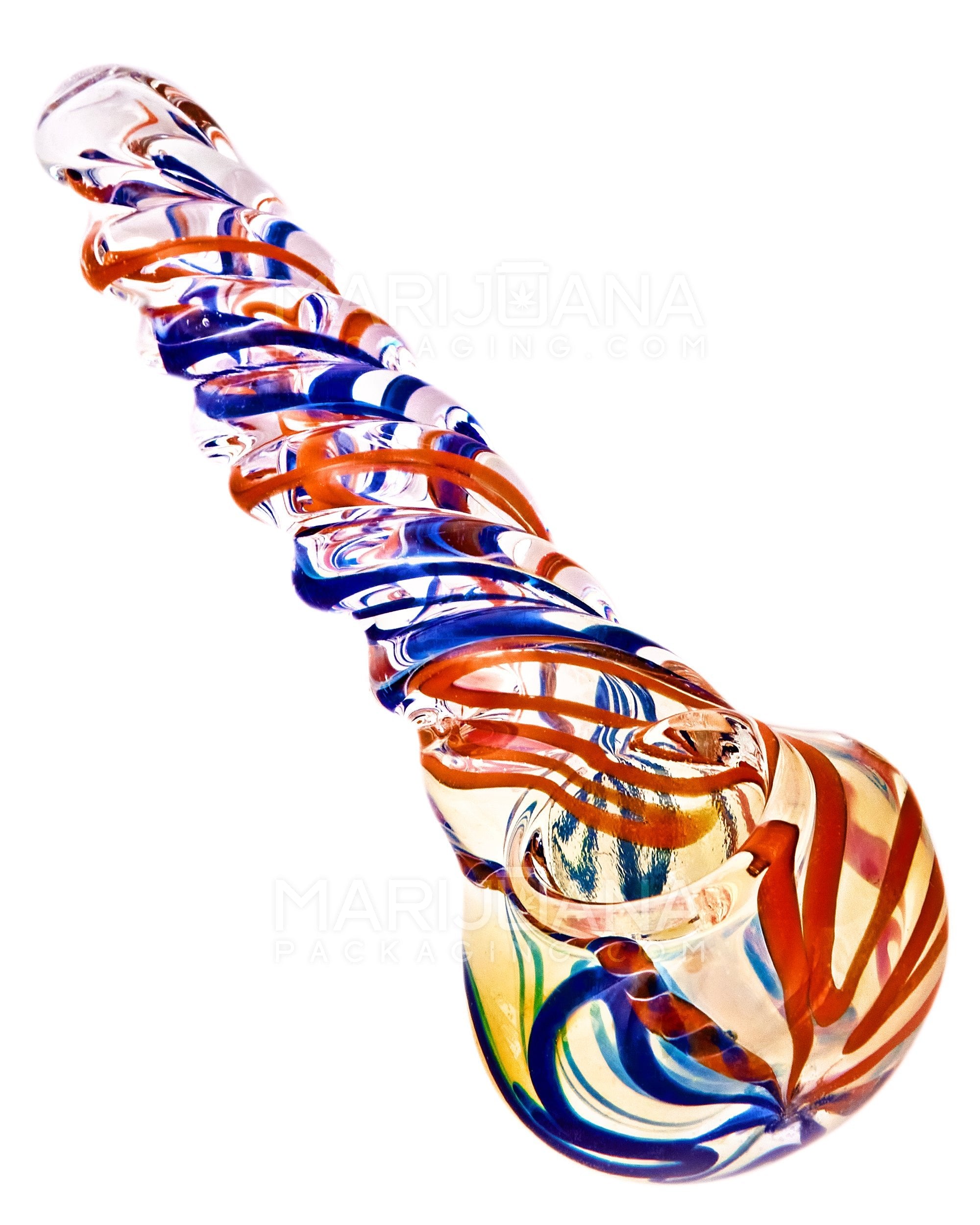 Spiral & Gold Fumed Twist Hand Pipe | 5in Long - Glass - Assorted - 6