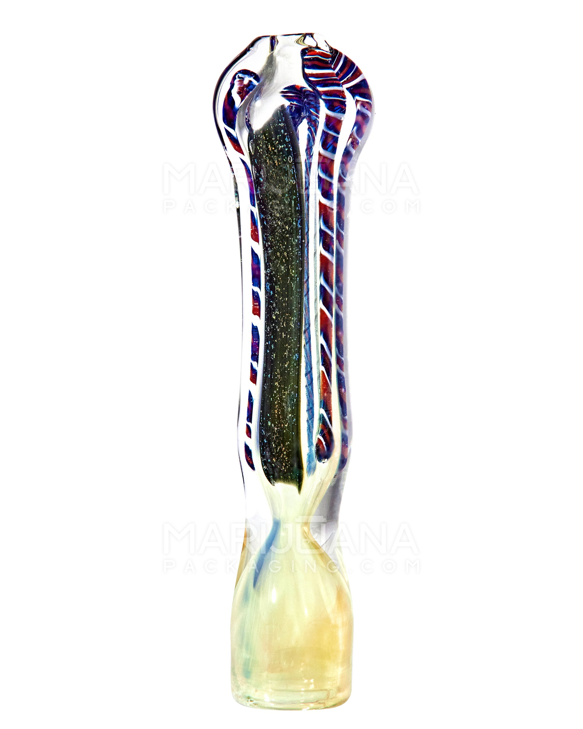 Dichro & Gold Fumed Chillum Hand Pipe w/ Ribboning | 3in Long - Glass - Assorted - 1