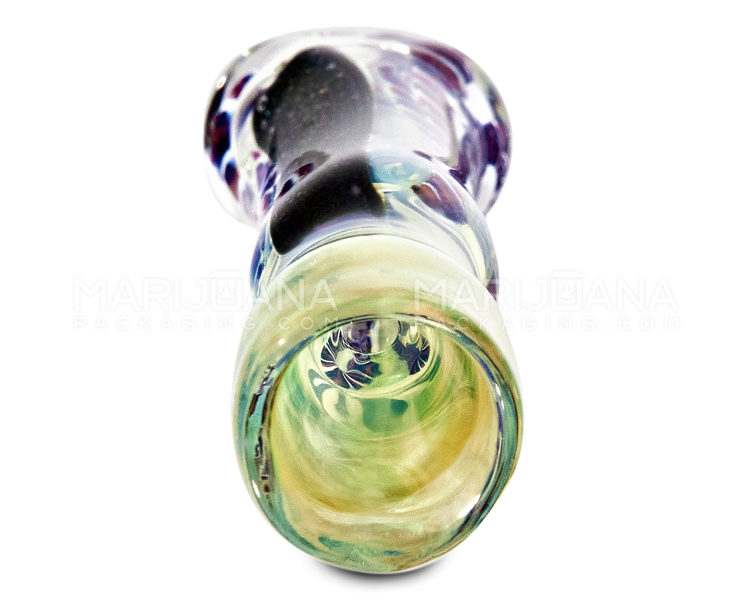 Dichro & Gold Fumed Chillum Hand Pipe w/ Ribboning | 3in Long - Glass - Assorted - 2