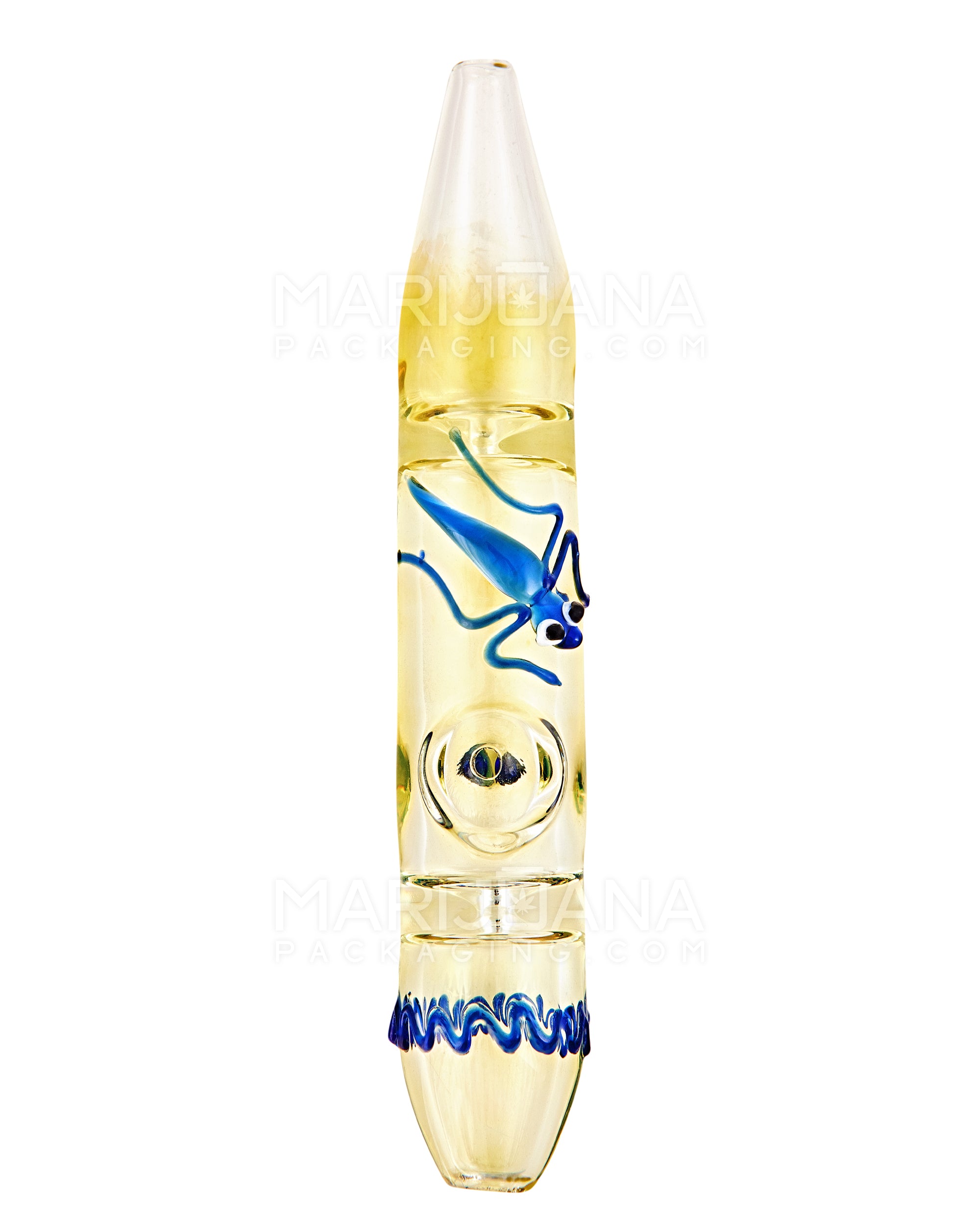 Gold Fumed Steamroller Hand Pipe w/ Glass Animal | 5in Long - Glass - Assorted - 1