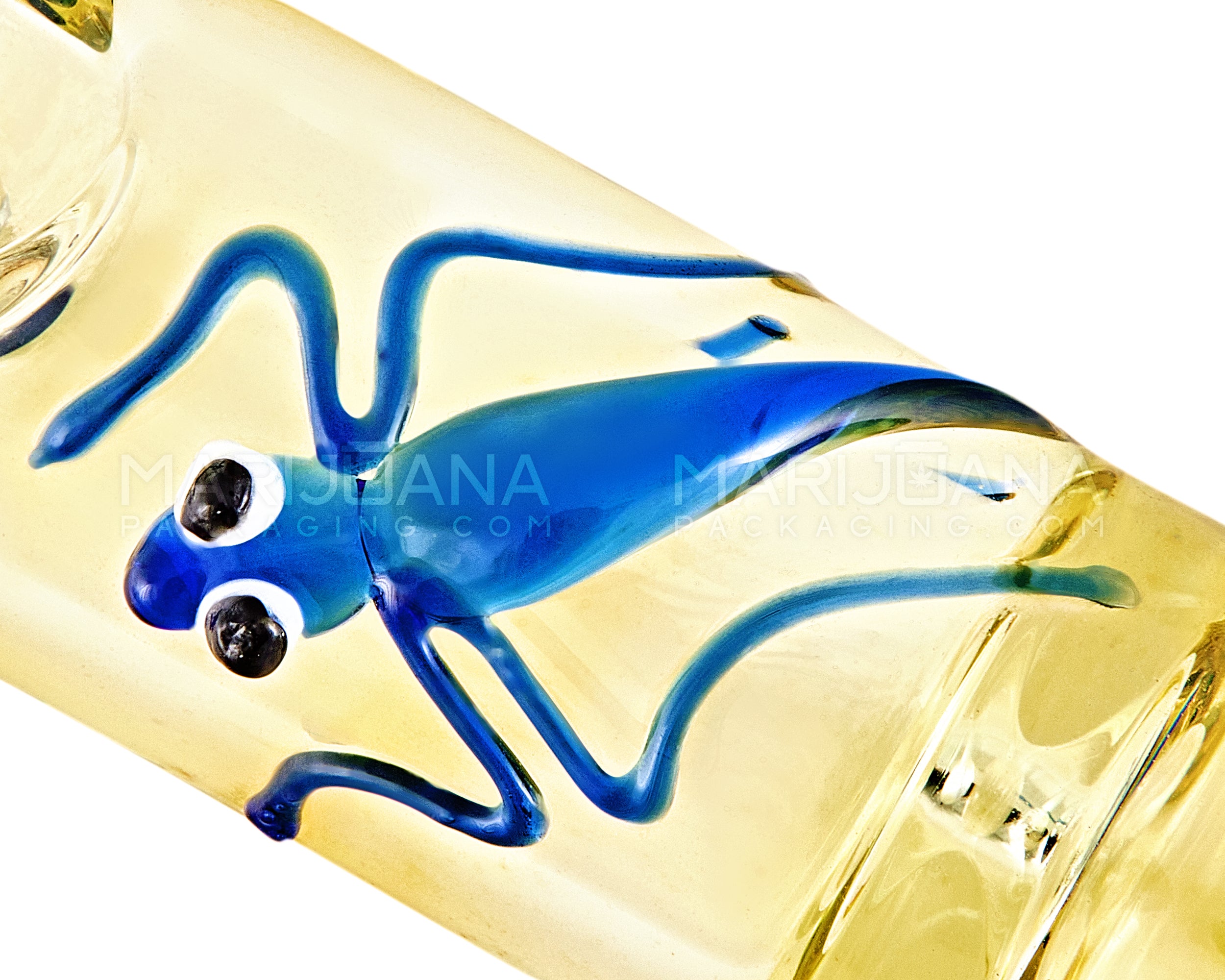 Gold Fumed Steamroller Hand Pipe w/ Glass Animal | 5in Long - Glass - Assorted - 3