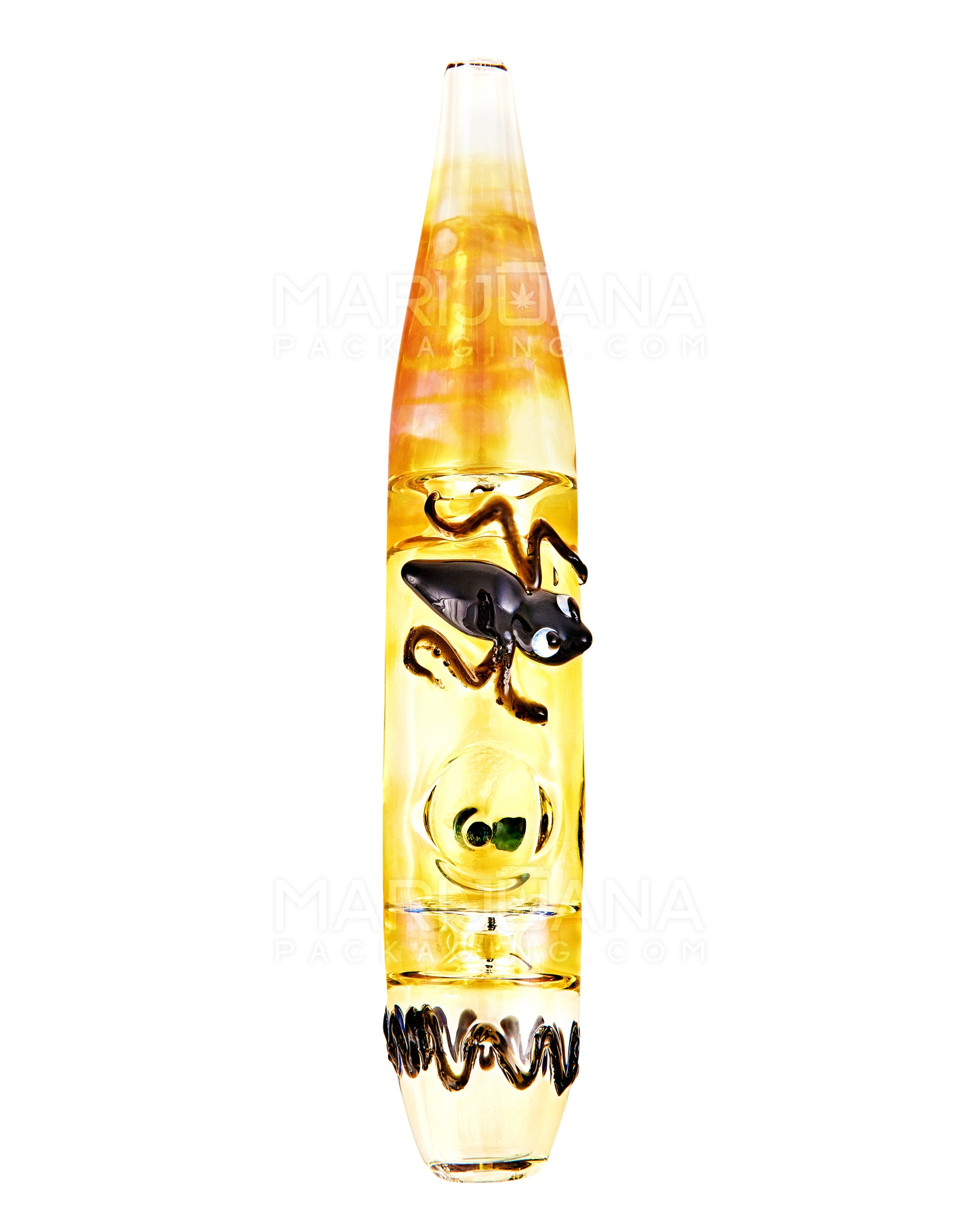 Gold Fumed Steamroller Hand Pipe w/ Glass Animal | 5in Long - Glass - Assorted - 5