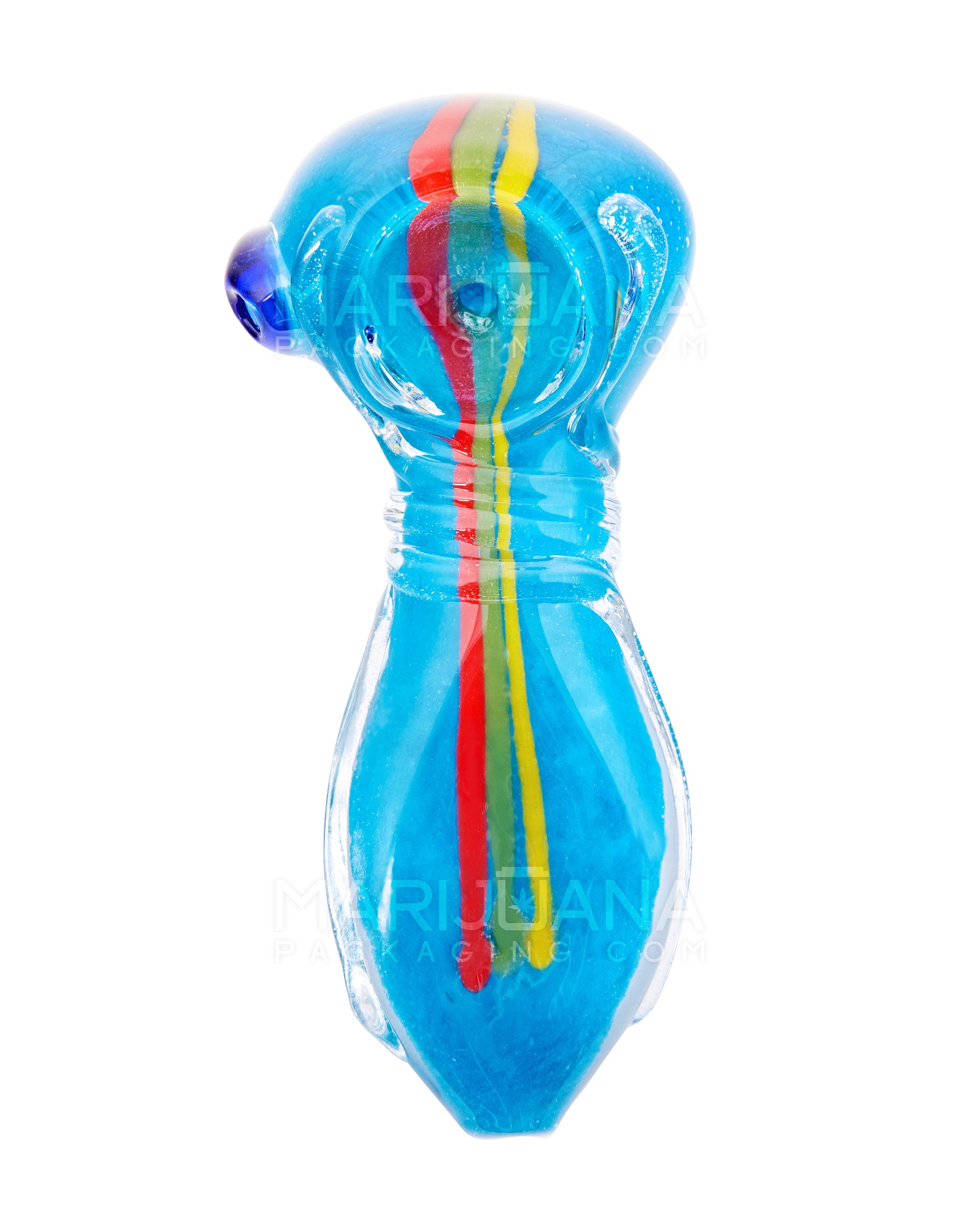 Frit & Striped Ringed Spoon Hand Pipe | 3.5in Long - Glass - Assorted