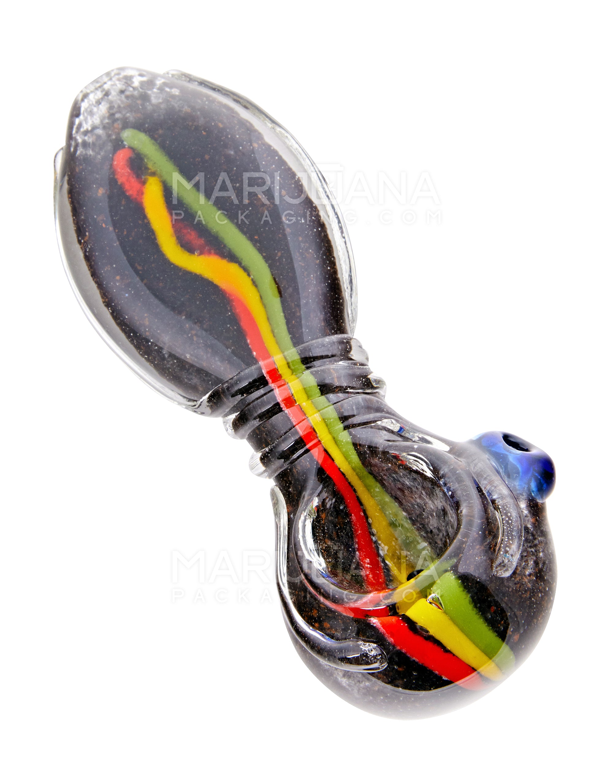 Frit & Striped Ringed Spoon Hand Pipe | 3.5in Long - Glass - Assorted