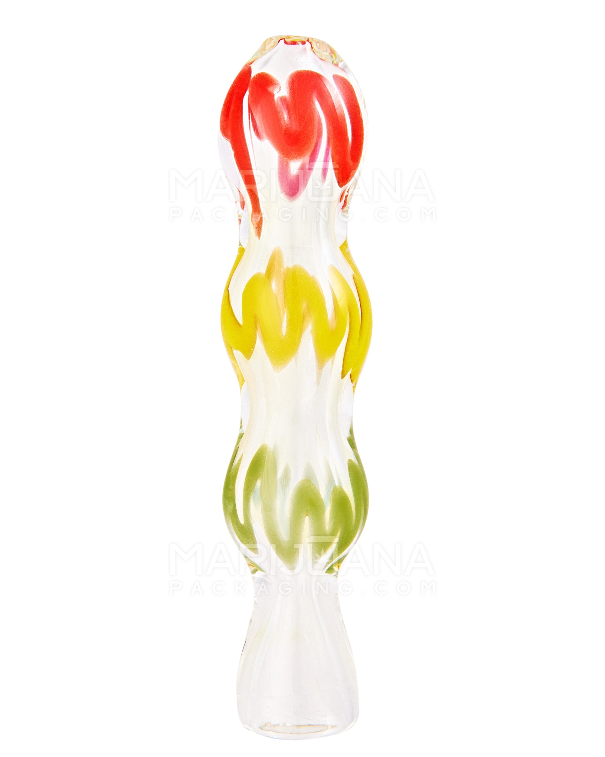 Swirl Ringed Chillum Hand Pipe | 3in Long - Glass - Assorted - 1