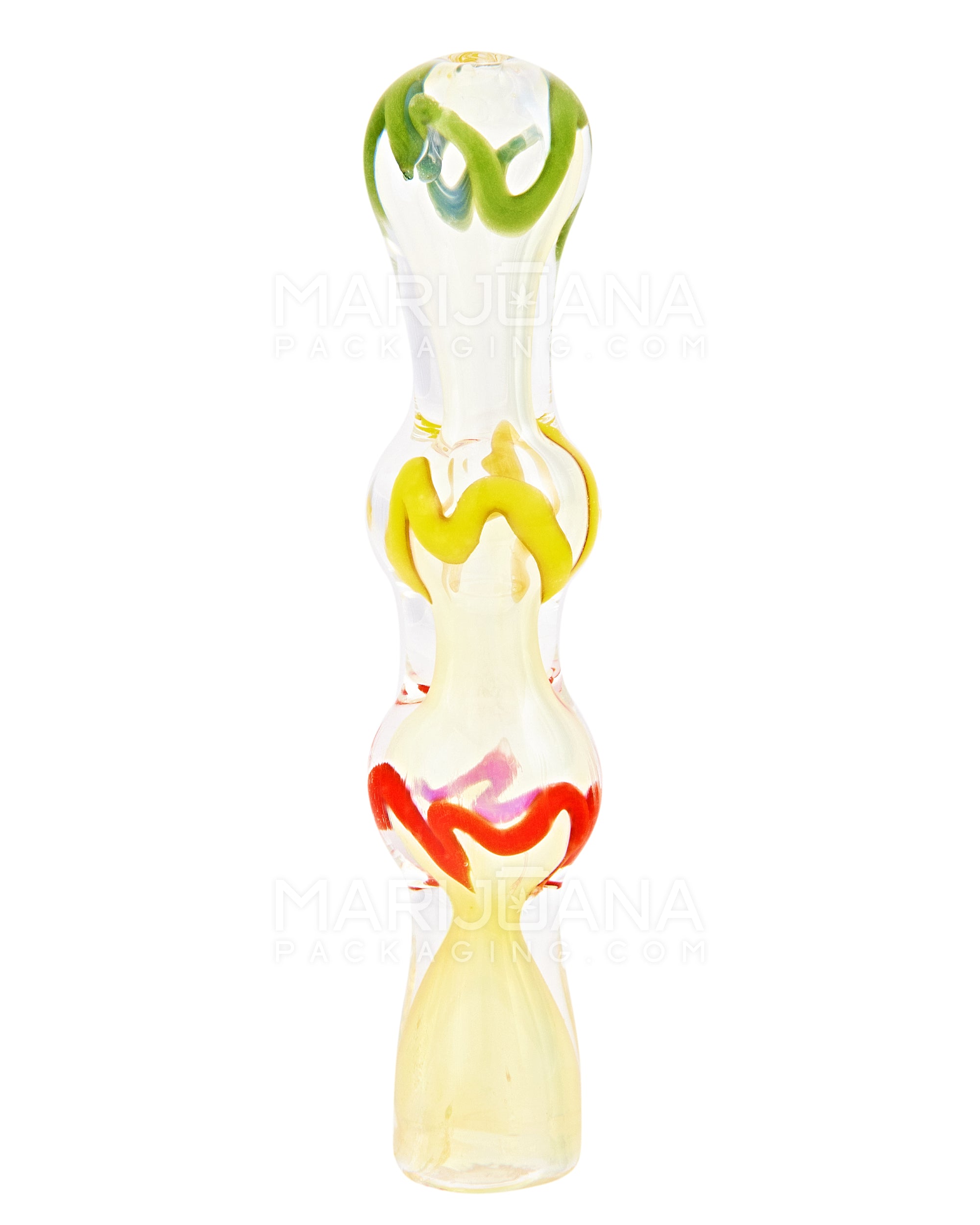 Swirl Ringed Chillum Hand Pipe | 3in Long - Glass - Assorted - 6