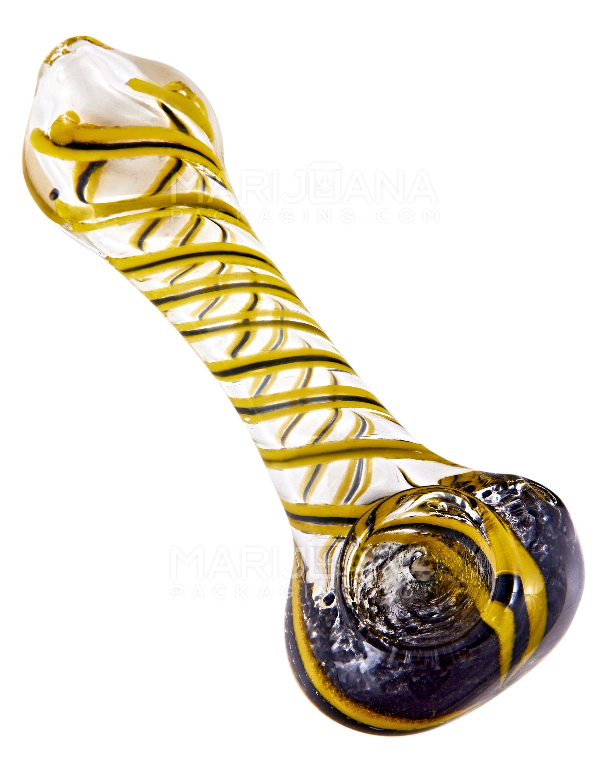 Spiral & Frit Spoon Hand Pipe | 4.5in Long - Glass - Assorted - 1