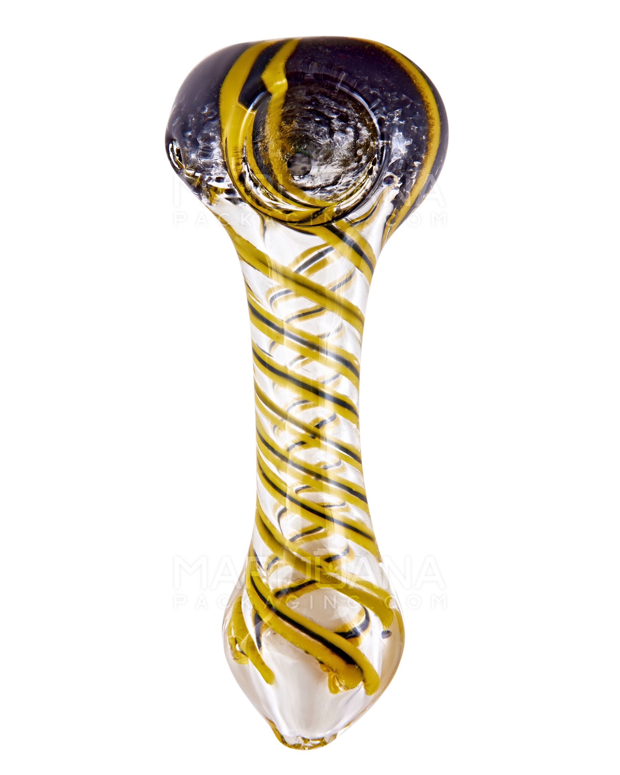 Spiral & Frit Spoon Hand Pipe | 4.5in Long - Glass - Assorted - 2
