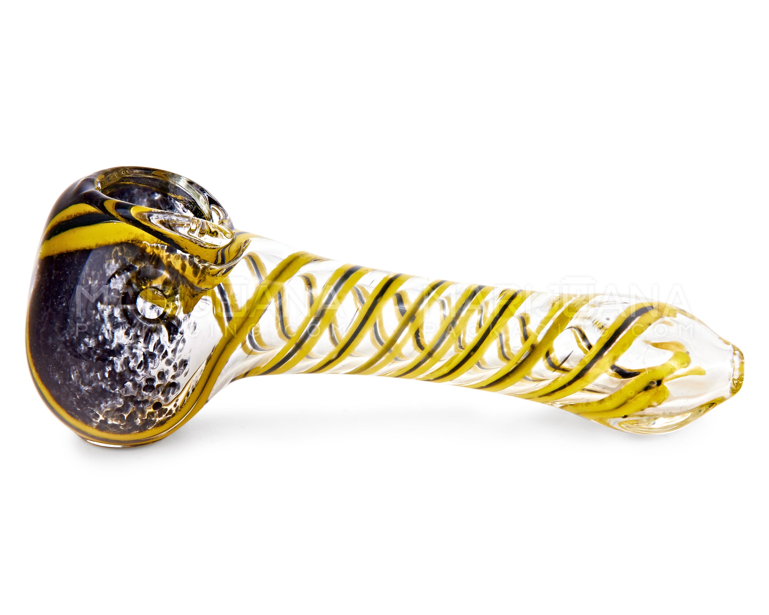 Spiral & Frit Spoon Hand Pipe | 4.5in Long - Glass - Assorted - 5