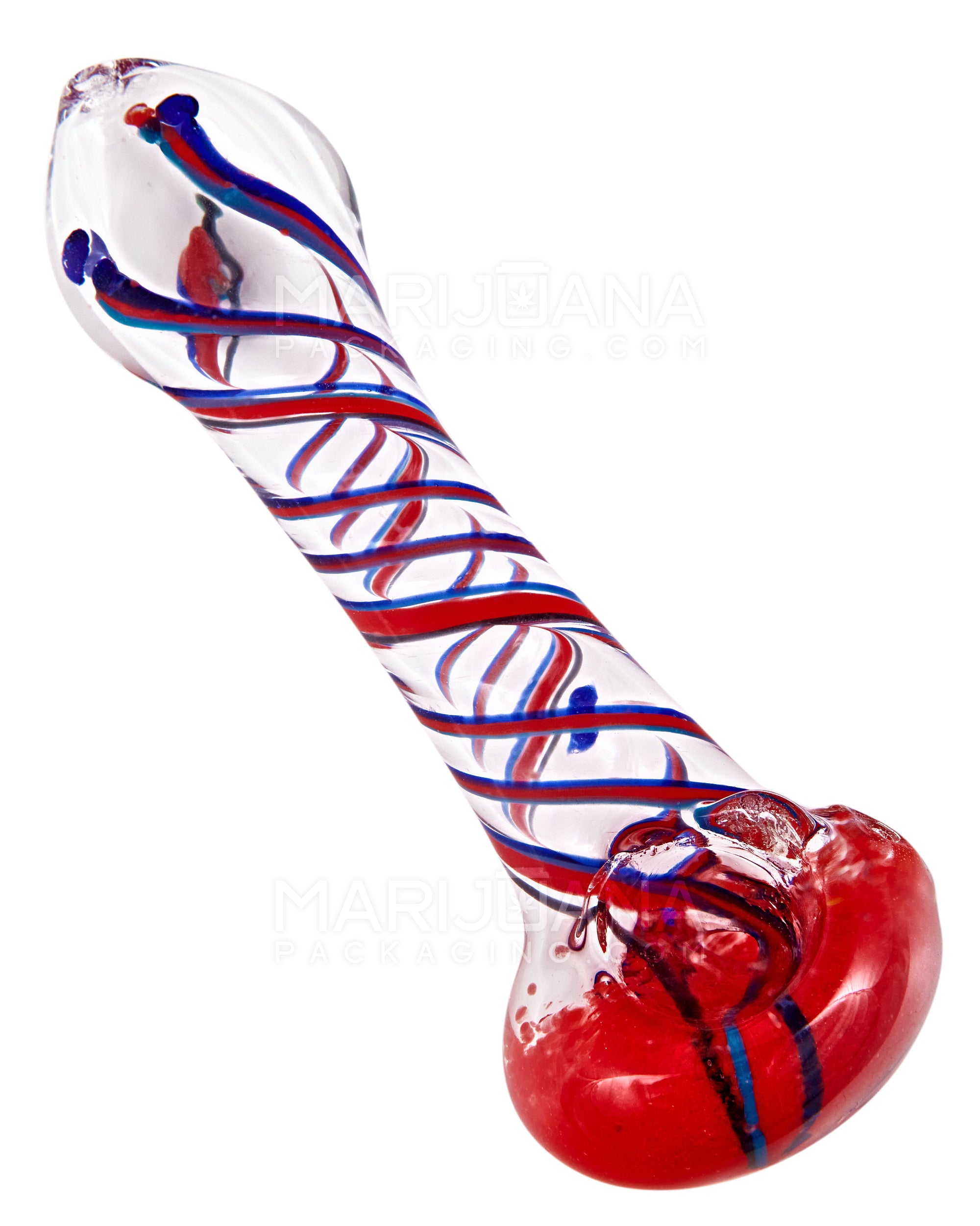 Spiral & Frit Spoon Hand Pipe | 4.5in Long - Glass - Assorted - 6