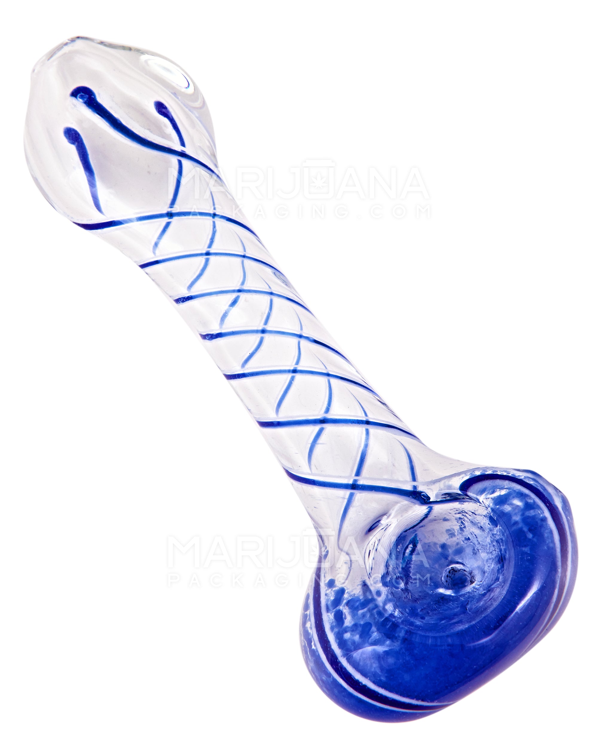 Spiral & Frit Spoon Hand Pipe | 4.5in Long - Glass - Assorted - 7