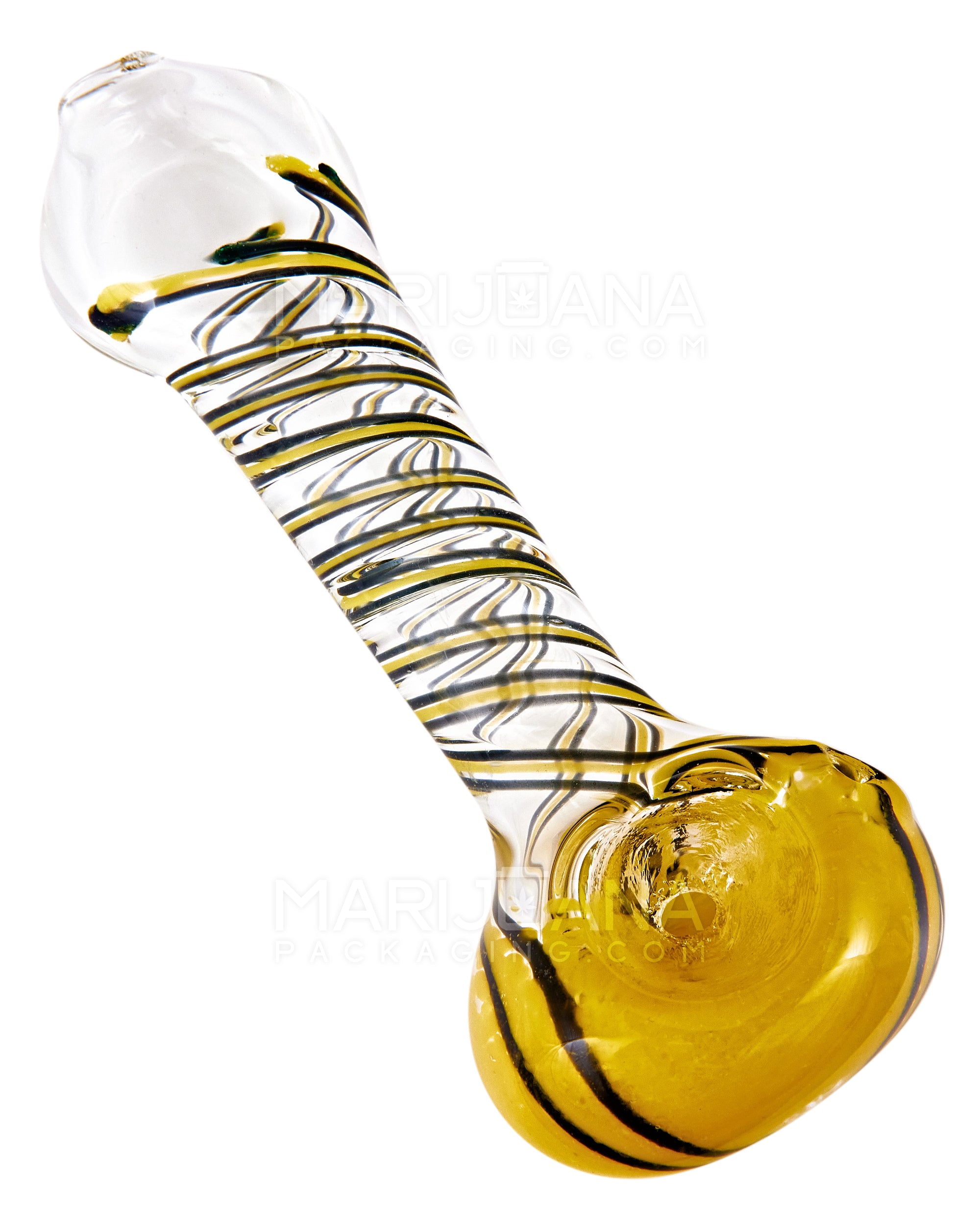 Spiral & Frit Spoon Hand Pipe | 4.5in Long - Glass - Assorted - 8