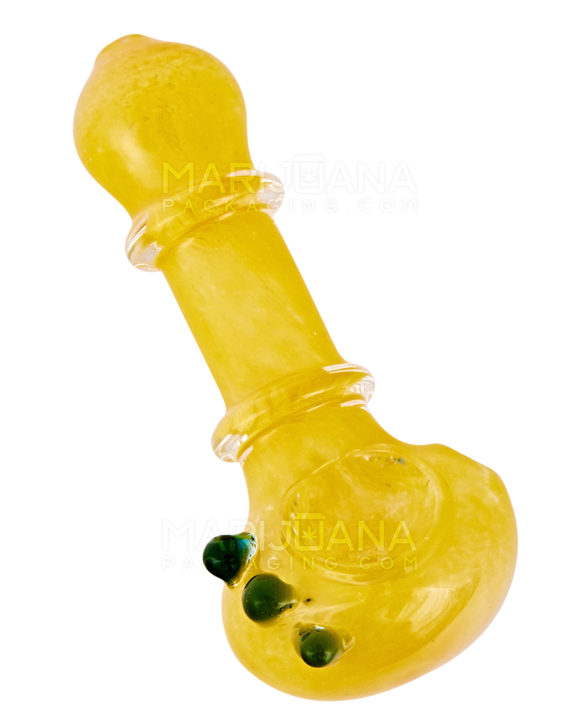 Frit Ringed Spoon Hand Pipe w/ Triple Knockers | 4.5in Long - Glass - Assorted - 6