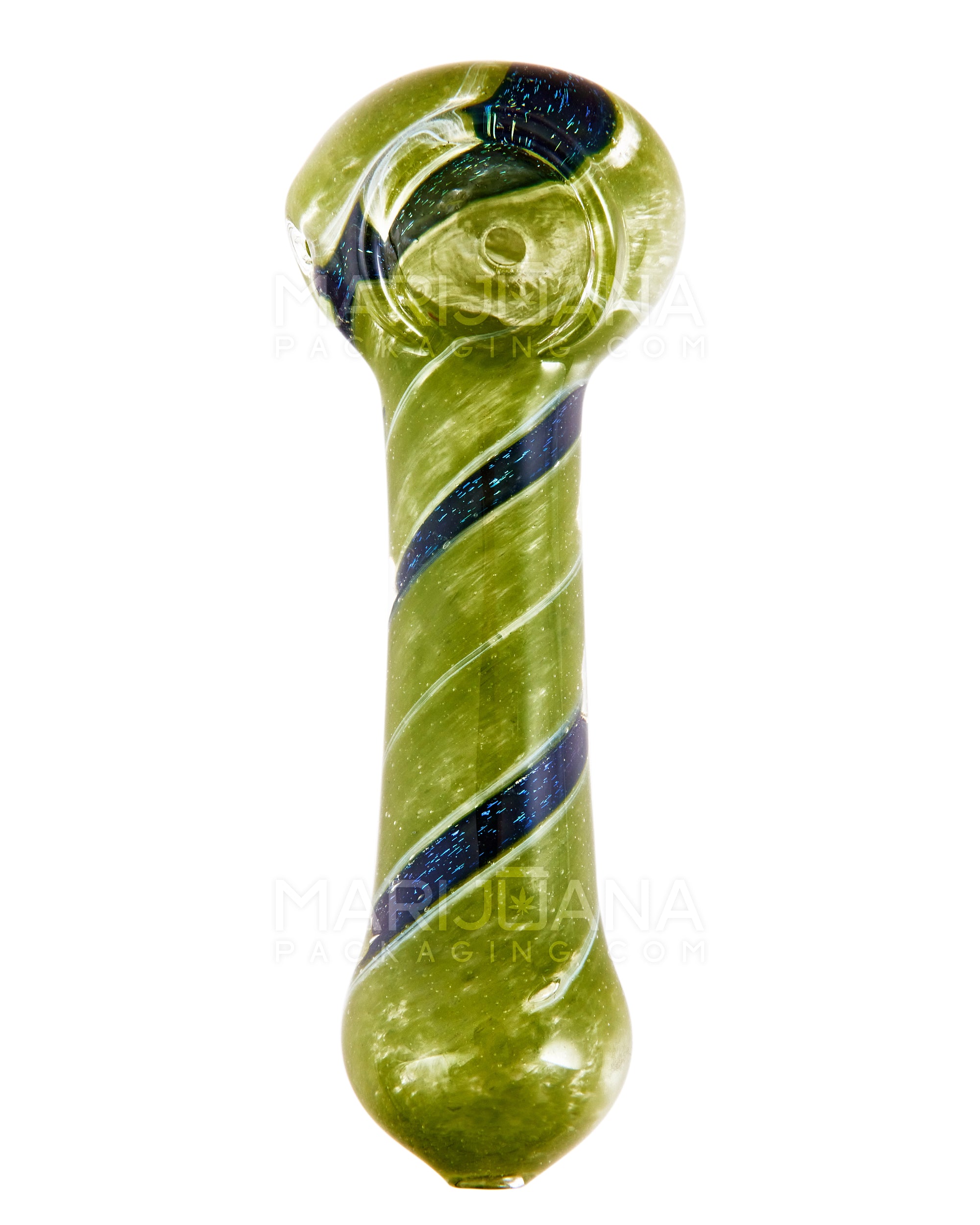 Dichroic Spiral Spoon Hand Pipe | 4.5in Long - Glass - Assorted - 2