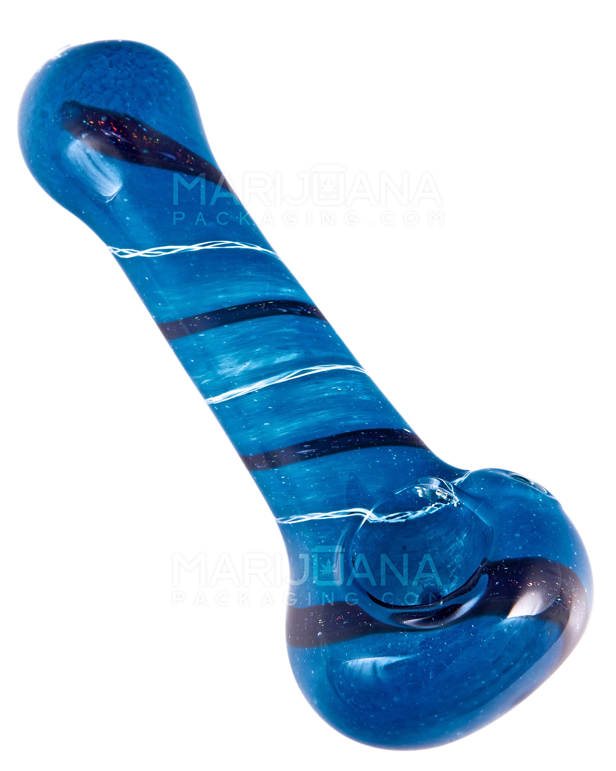 Dichroic Spiral Spoon Hand Pipe | 4.5in Long - Glass - Assorted - 7