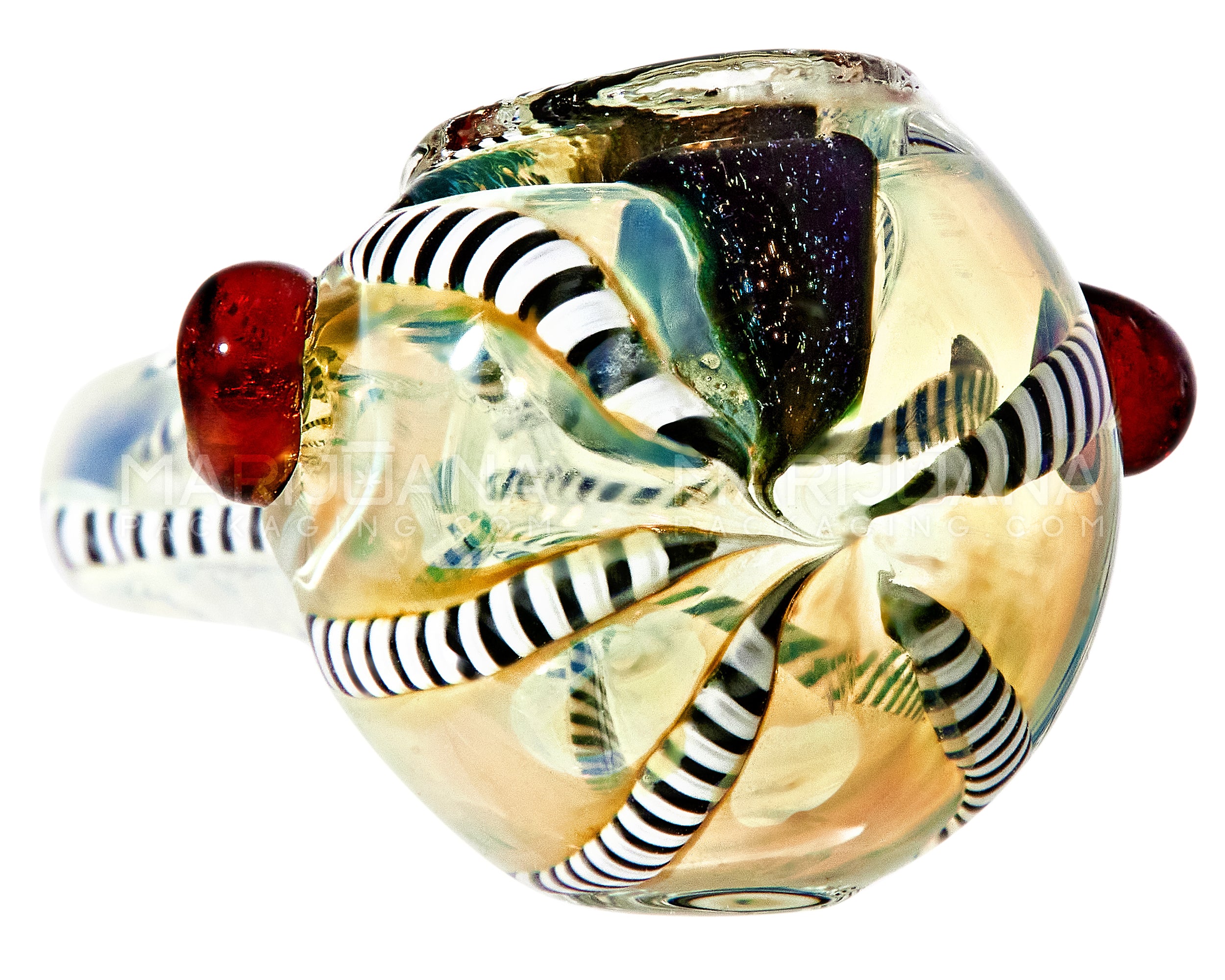 Dichro & Gold Fumed Spoon Hand Pipe w/ Ribboning & Knocker | 3.5in Long - Glass - Assorted - 4