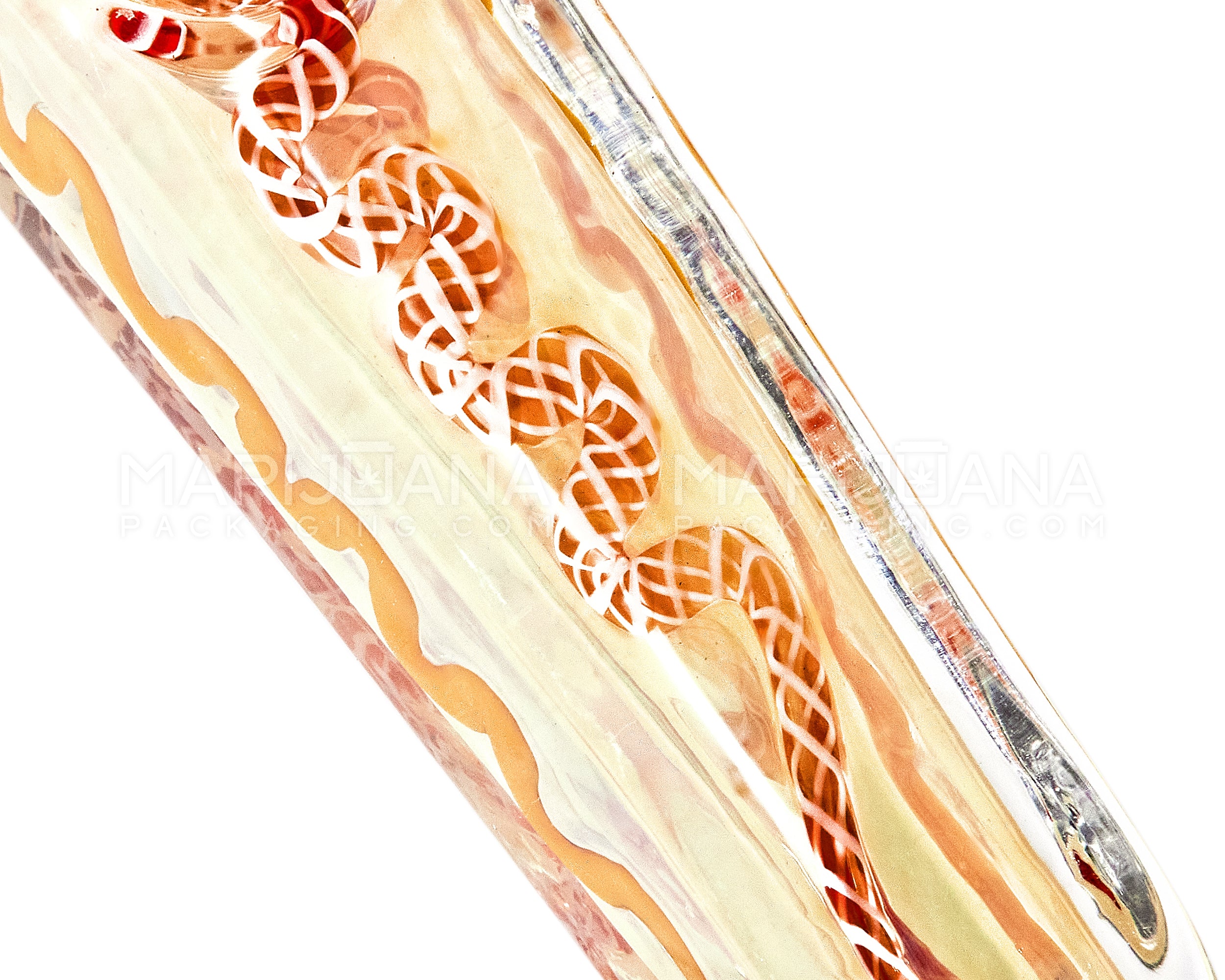 Ribboned & Gold Fumed Rectangle Steamroller Hand Pipe w/ Swirls | 3in Long - Glass - Assorted - 3