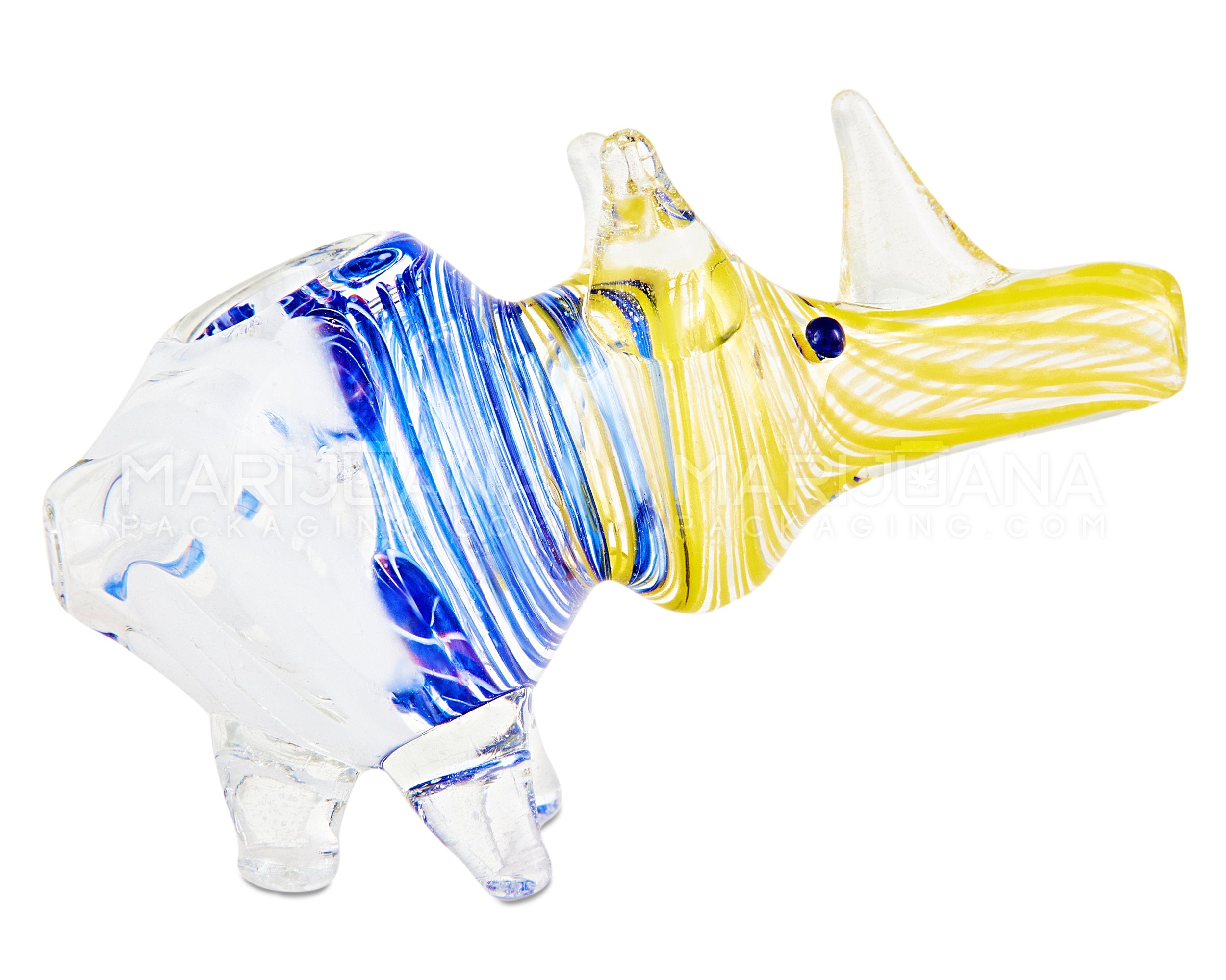 Swirl Rhino Hand Pipe w/ Glass Horns | 3in Long - Glass - Assorted - 6
