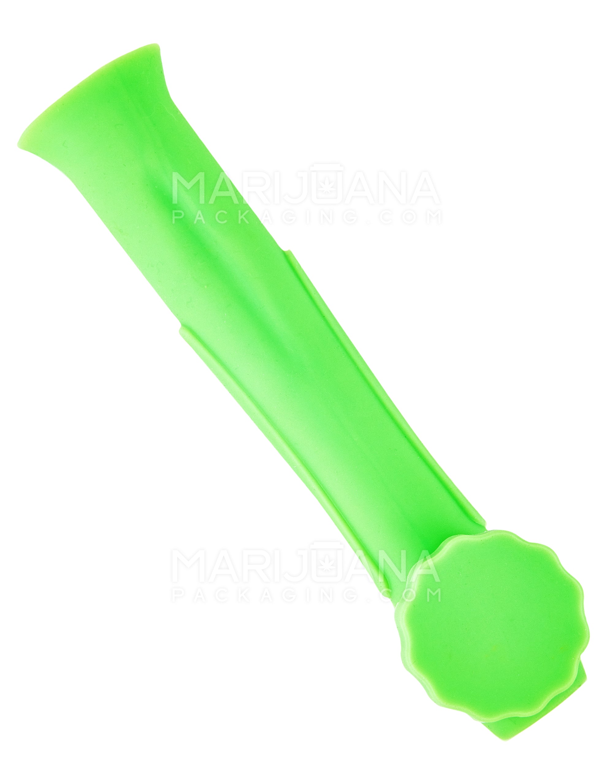 Unbreakable | Silicone Hand Pipe | 6in Long - Metal Bowl - Green - 2
