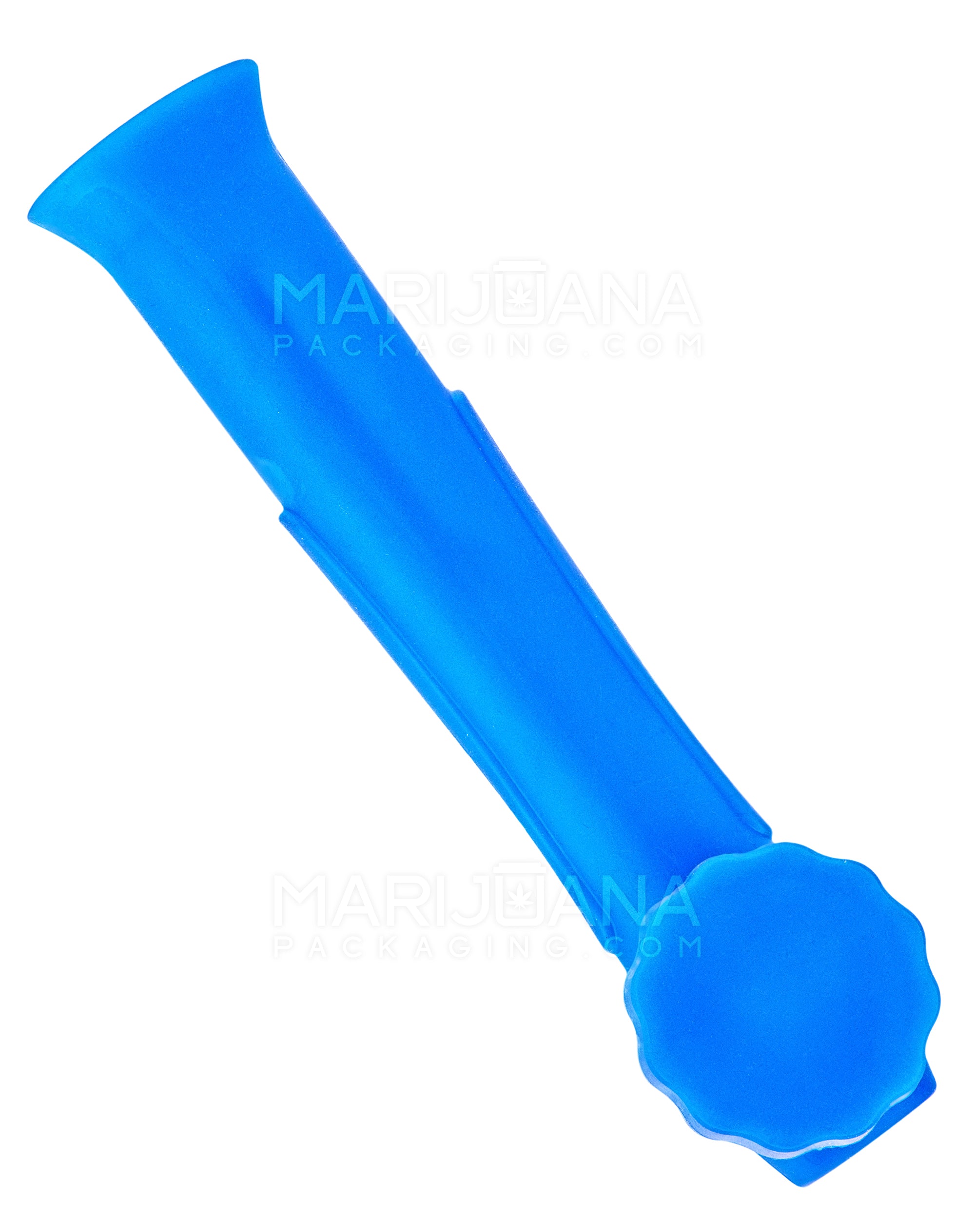 Unbreakable | Silicone Hand Pipe | 6in Long - Metal Bowl - Blue - 2