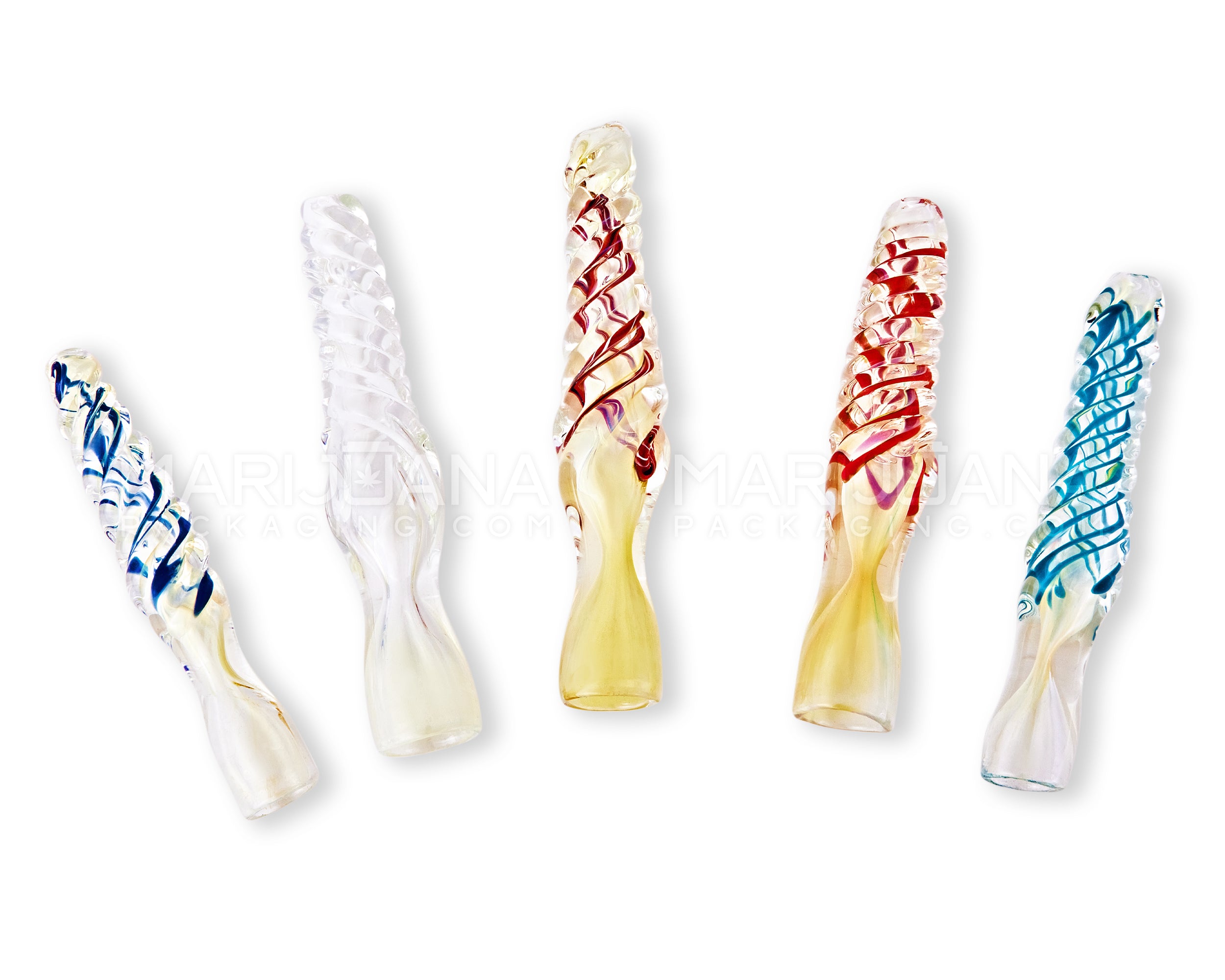Assorted Swirl & Gold Fumed Chillum Hand Pipe | 3in Long - Glass - 50 Count - 2