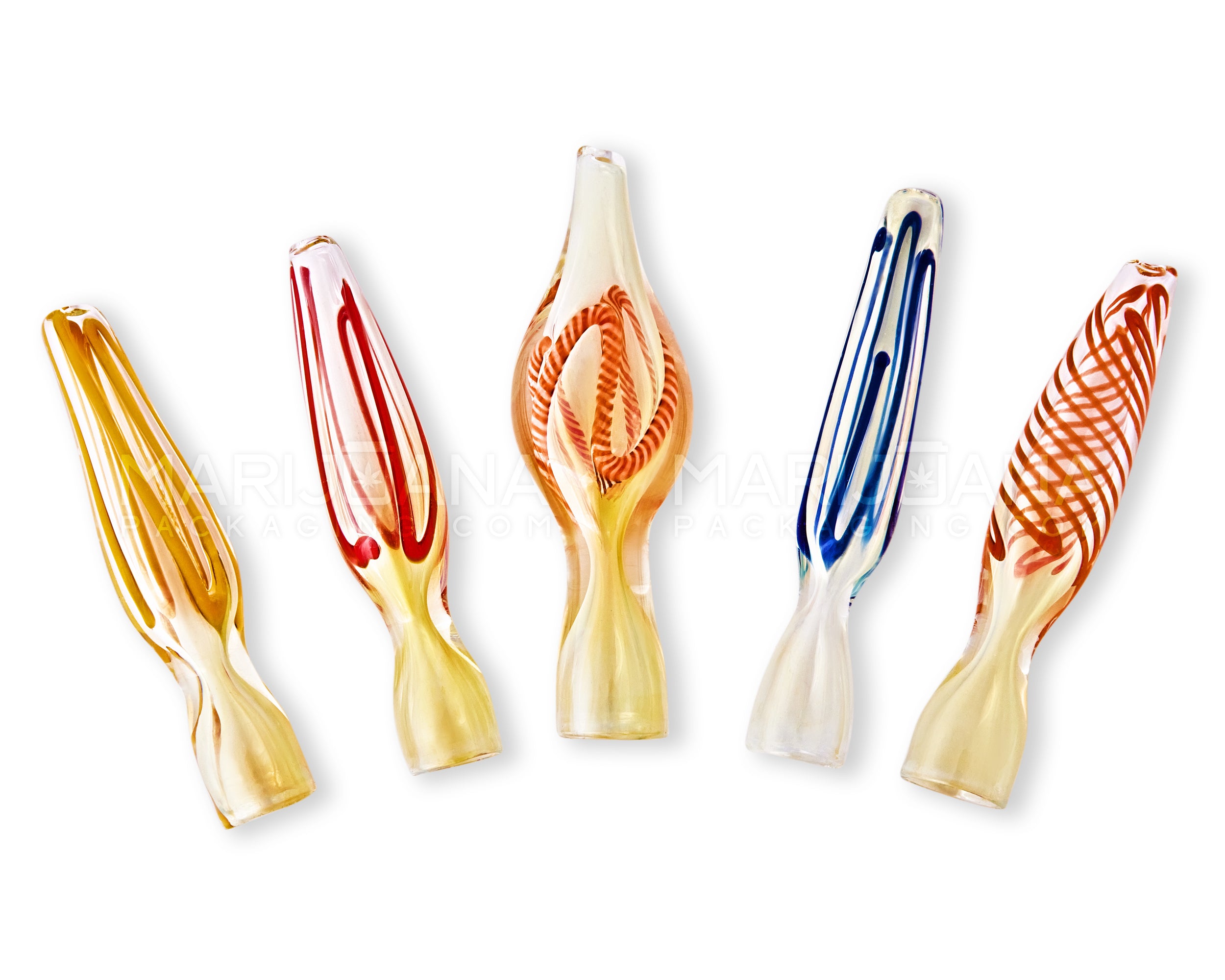 Assorted Swirl & Gold Fumed Chillum Hand Pipe | 3in Long - Glass - 50 Count - 10