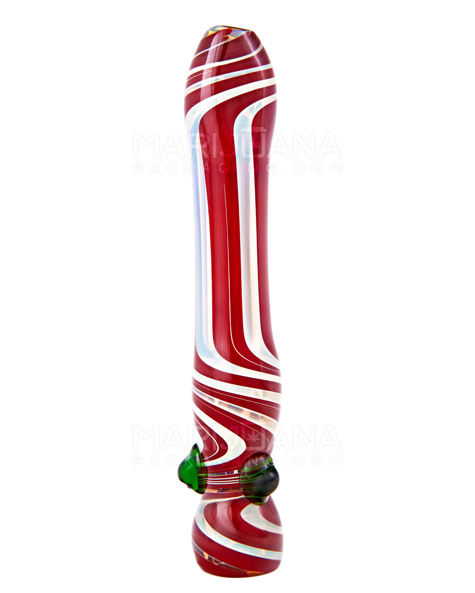 USA Glass | Swirl & Gold Fumed Chillum Hand Pipe w/ Triple Knockers | 3.5in Long - Glass - Assorted - 1