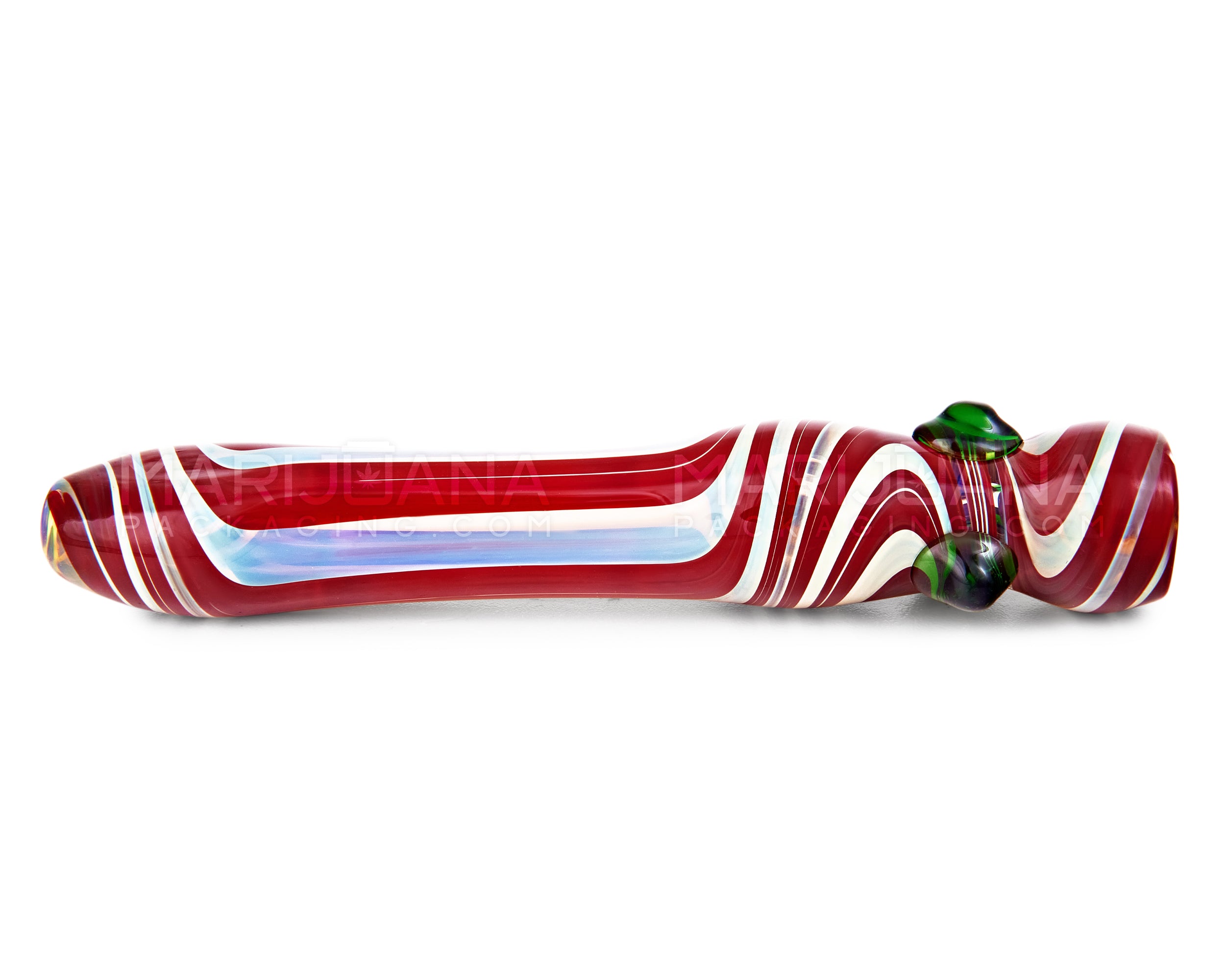 USA Glass | Swirl & Gold Fumed Chillum Hand Pipe w/ Triple Knockers | 3.5in Long - Glass - Assorted - 4